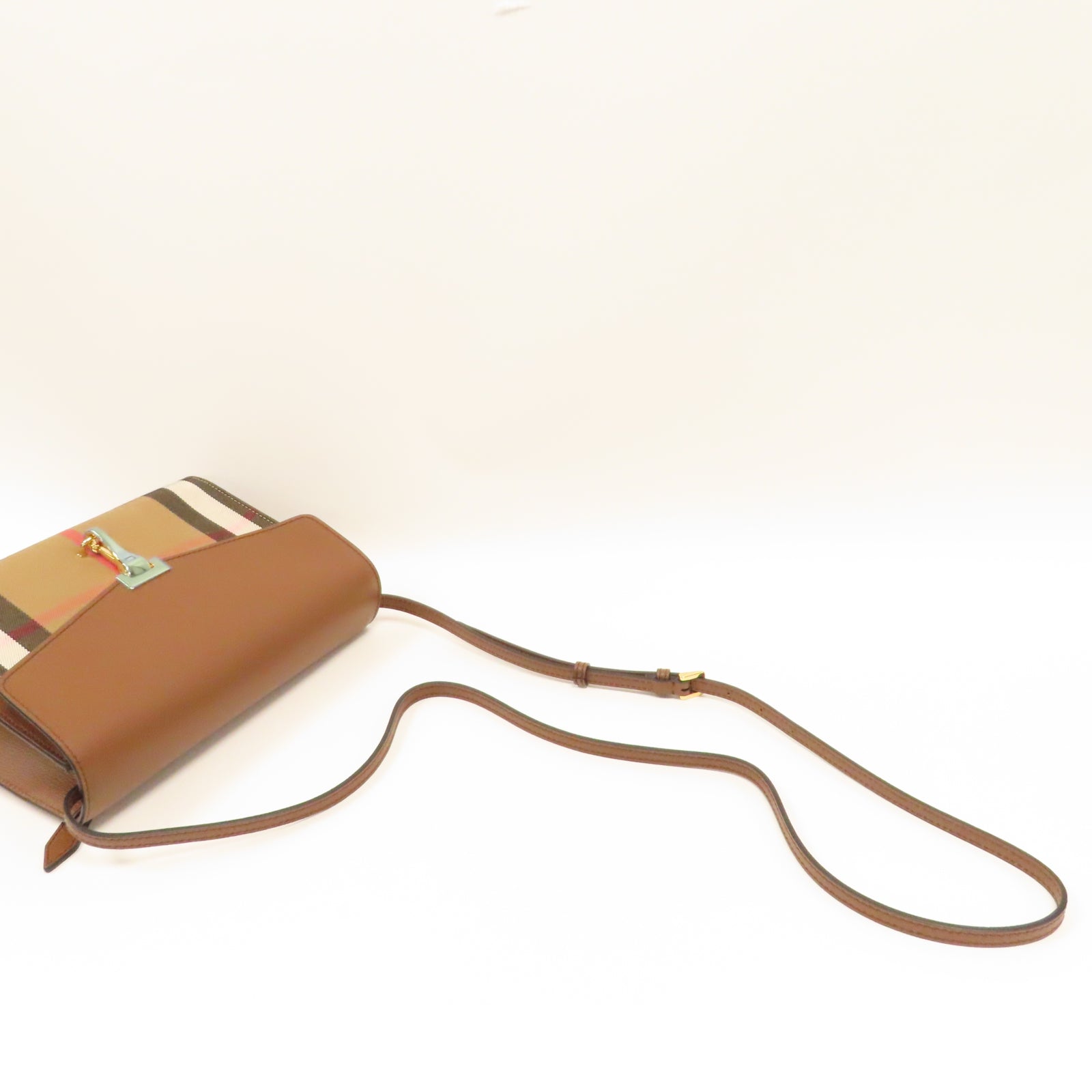 BURBERRY 牛皮皮革Shoulder Bag金扣肩背袋啡色