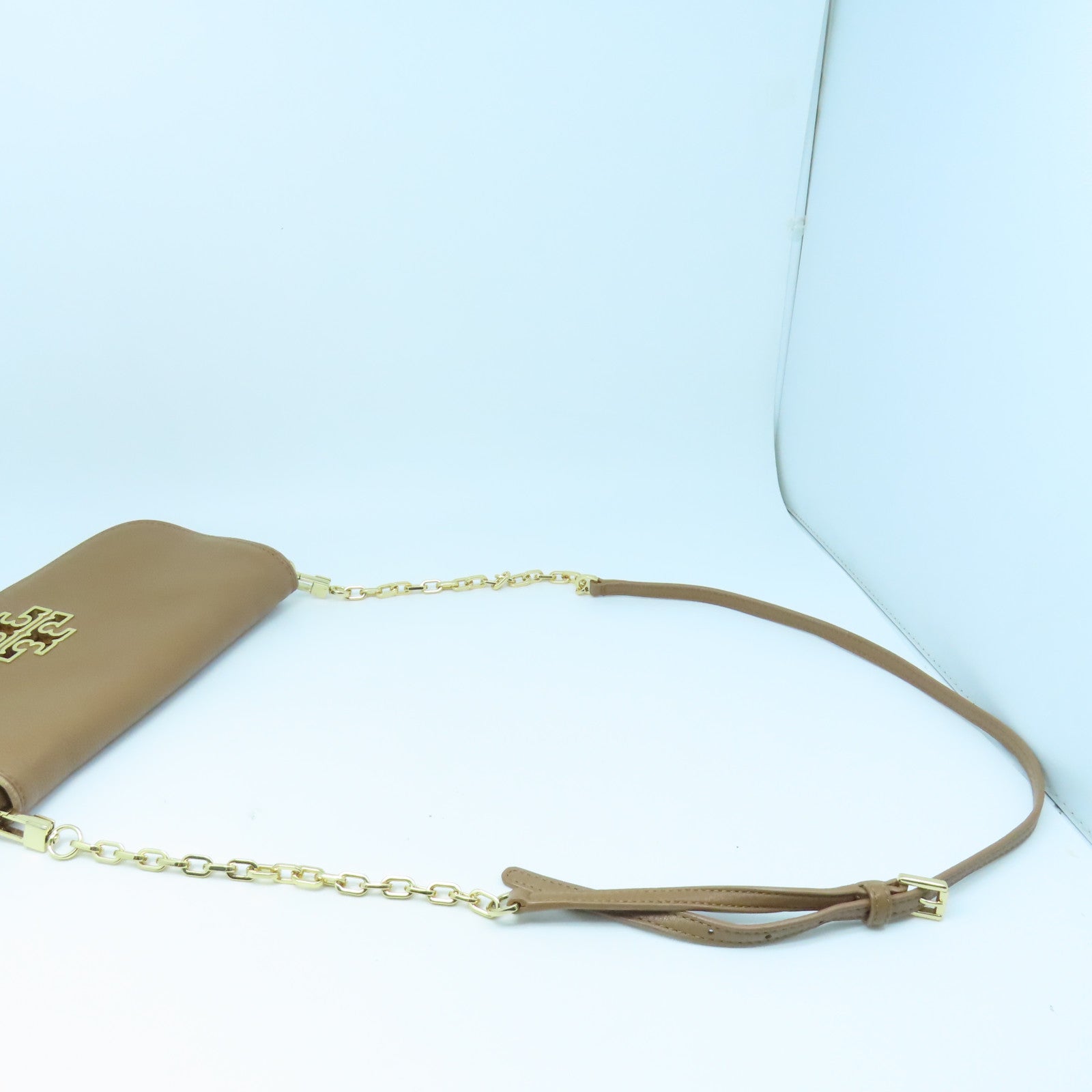 Tory Burch 牛皮皮革Shoulder Bag金扣肩背袋褐色