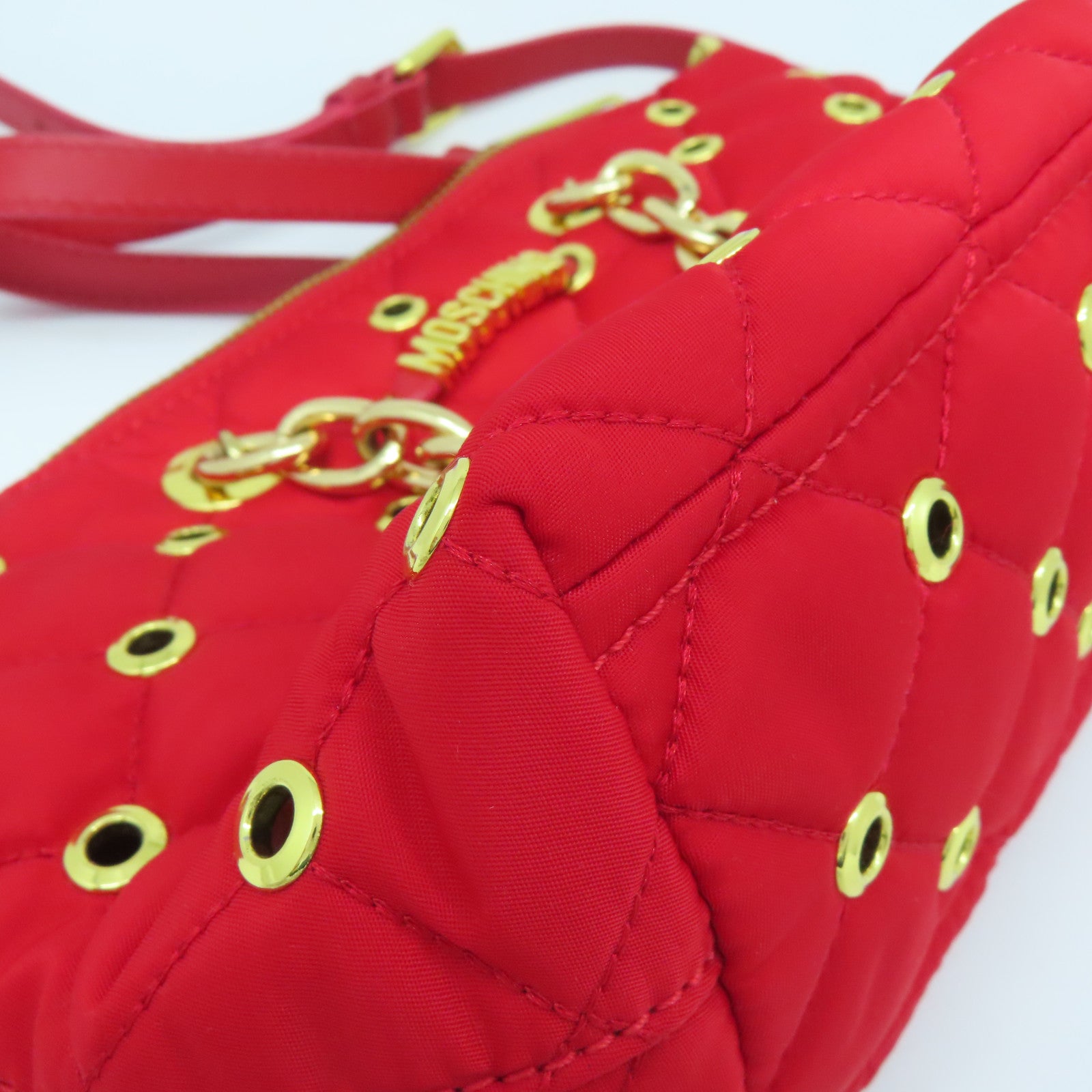 MOSCHINO 尼龍Shoulder Bag金扣手挽肩背兩用袋紅色
