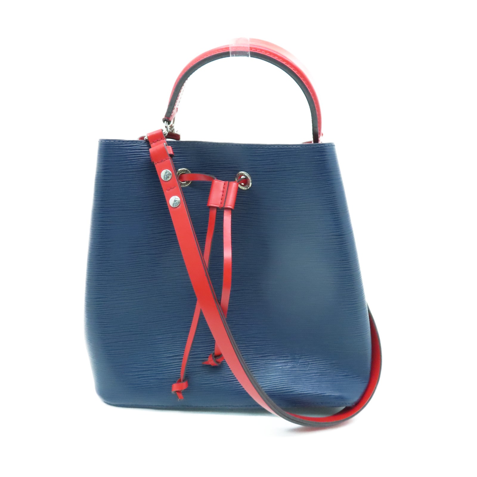 LOUIS VUITTON Epi Neo Noe MM銀扣肩背袋藍色/紅色