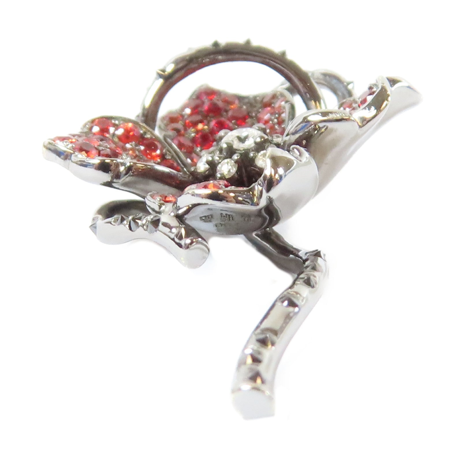 JEWELRY 18K白金/石榴石/鑽石0.19ctDiamond/1.18ctGarnetTop吊墜銀色/紅色