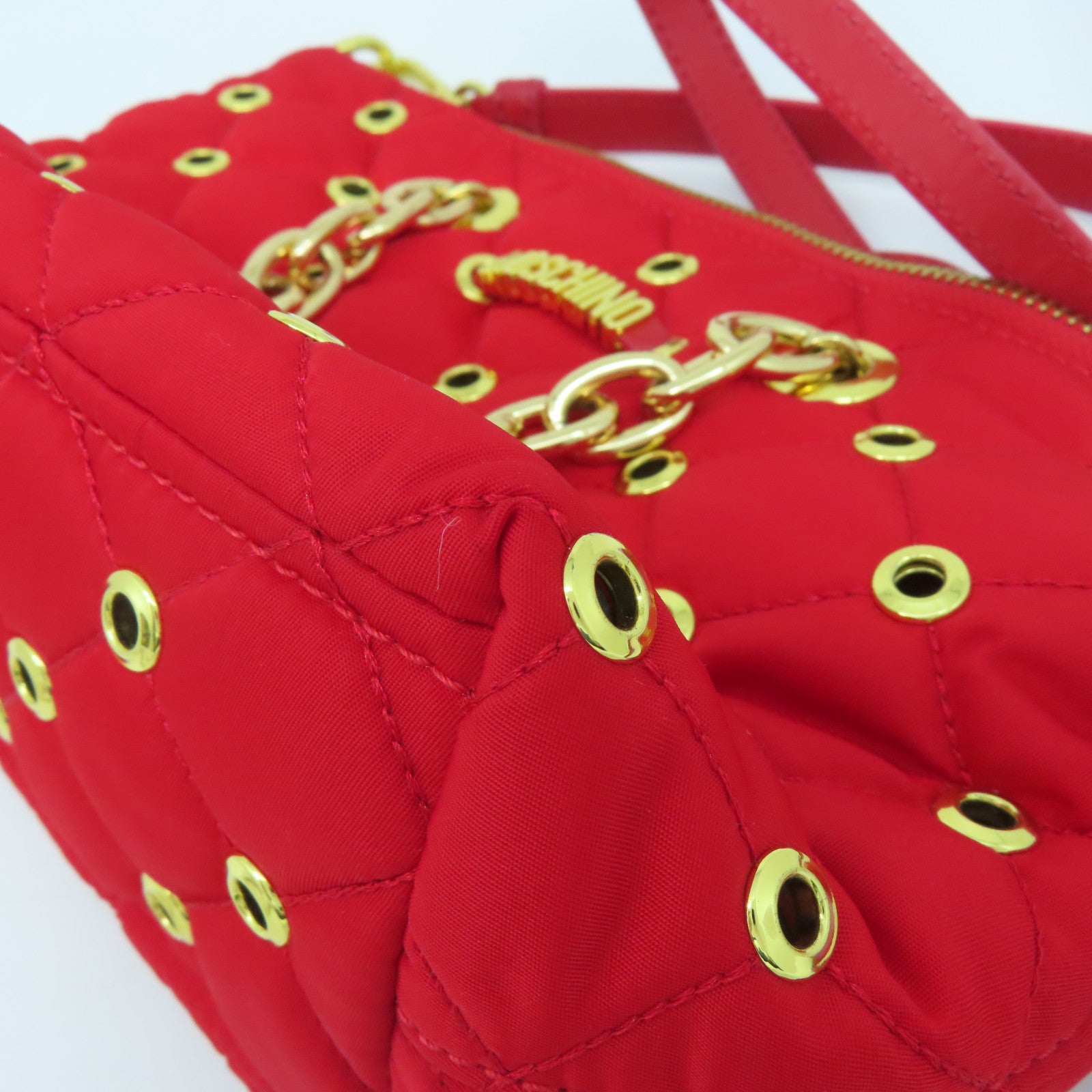 MOSCHINO 尼龍Shoulder Bag金扣手挽肩背兩用袋紅色