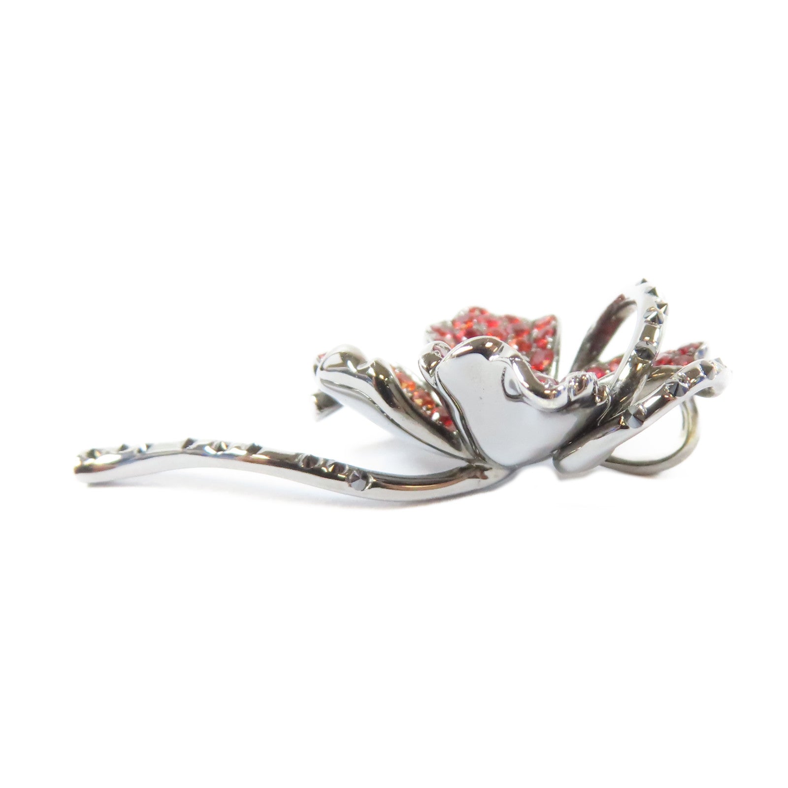 JEWELRY 18K白金/石榴石/鑽石0.19ctDiamond/1.18ctGarnetTop吊墜銀色/紅色