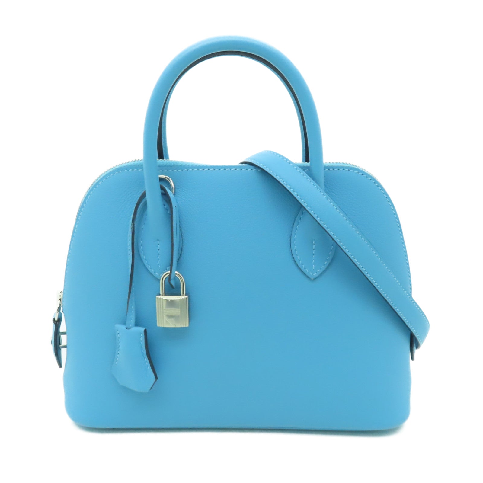 HERMES Evercolour皮革Bolide 1923 25銀扣手挽肩背兩用袋Atoll 藍色
