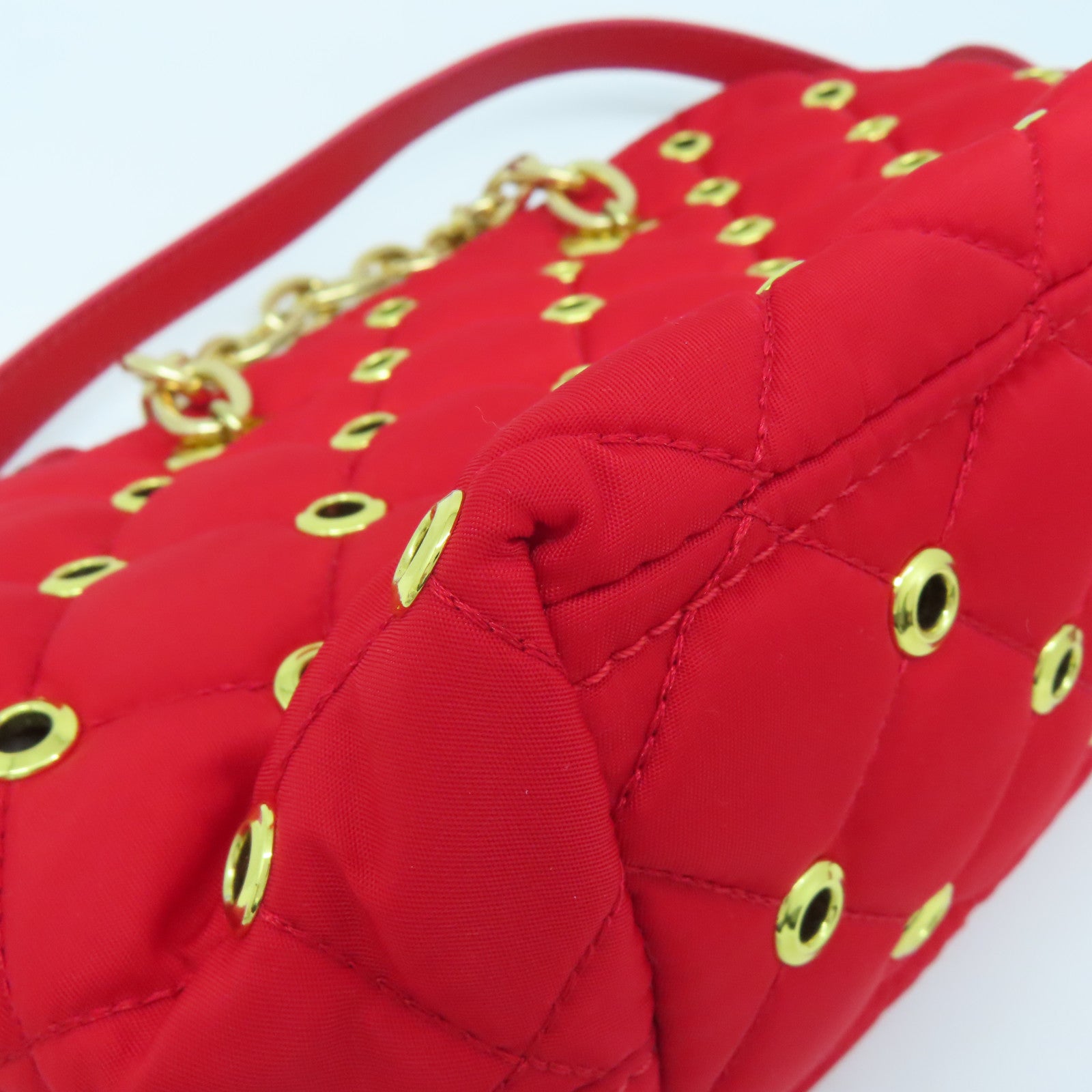 MOSCHINO 尼龍Shoulder Bag金扣手挽肩背兩用袋紅色