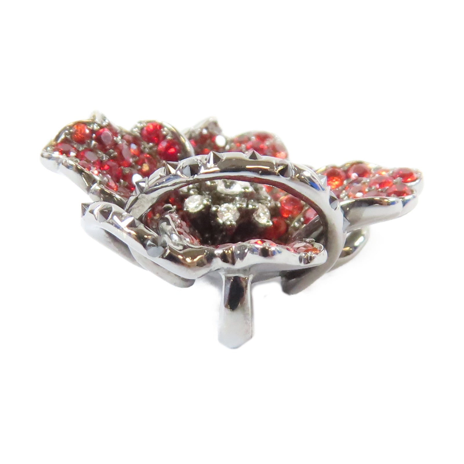 JEWELRY 18K白金/石榴石/鑽石0.19ctDiamond/1.18ctGarnetTop吊墜銀色/紅色