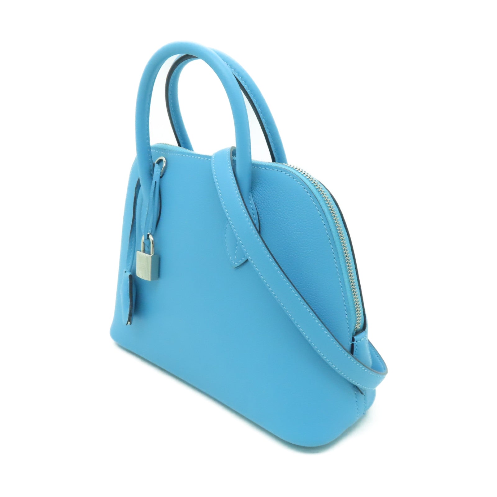 HERMES Evercolour皮革Bolide 1923 25銀扣手挽肩背兩用袋Atoll 藍色