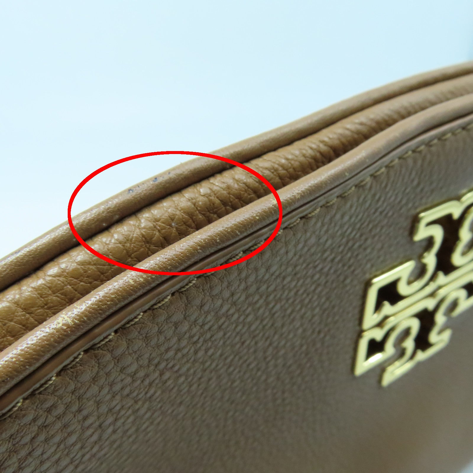 Tory Burch 牛皮皮革Shoulder Bag金扣肩背袋褐色