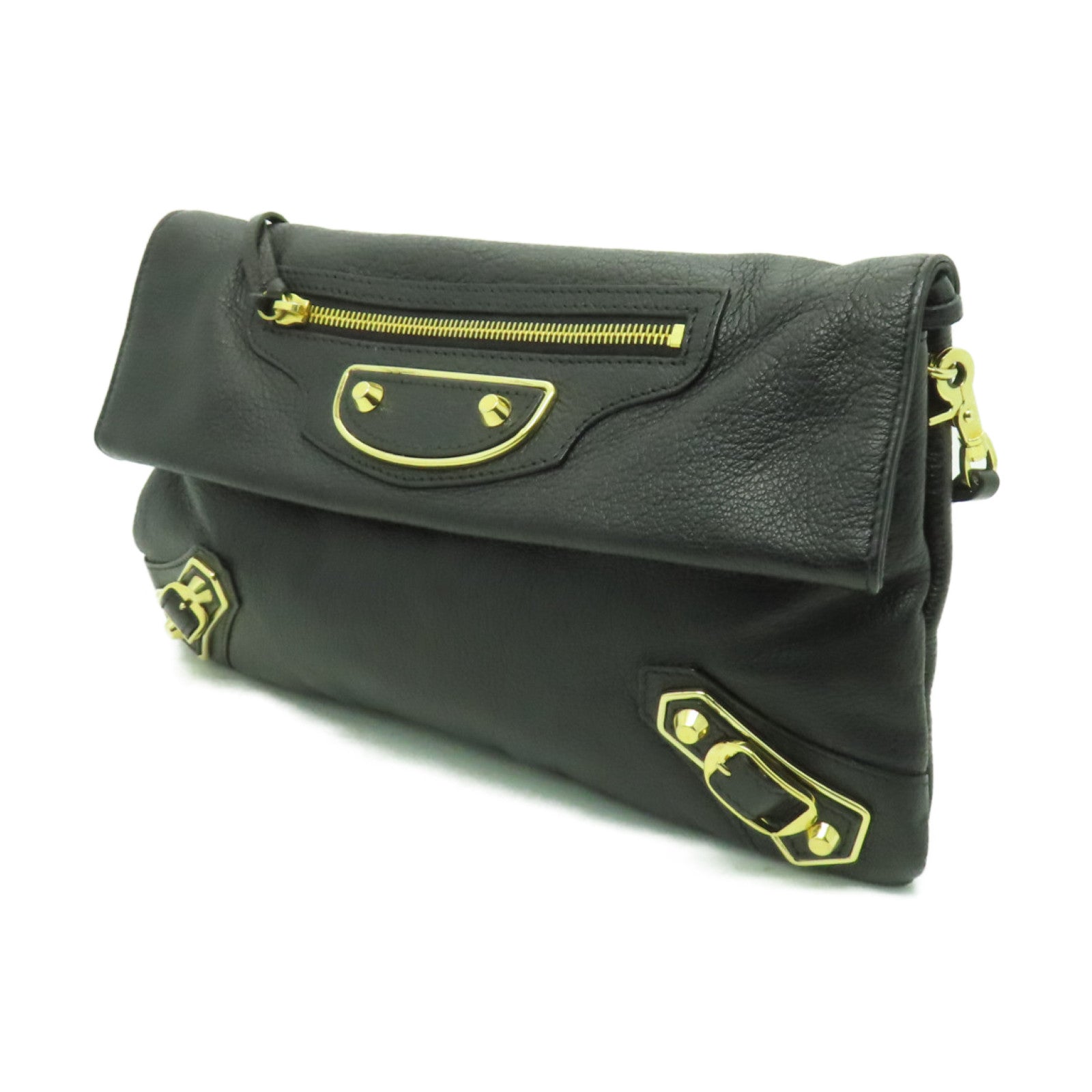 BALENCIAGA 牛皮皮革Edge Envelope金扣肩背袋黑色