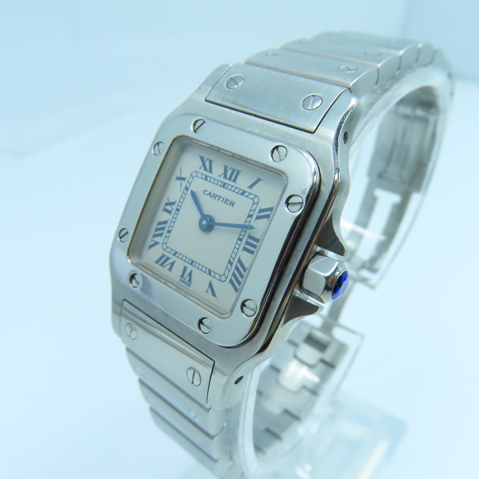 CARTIER Santos Galbee不鏽鋼手錶石英機芯白色