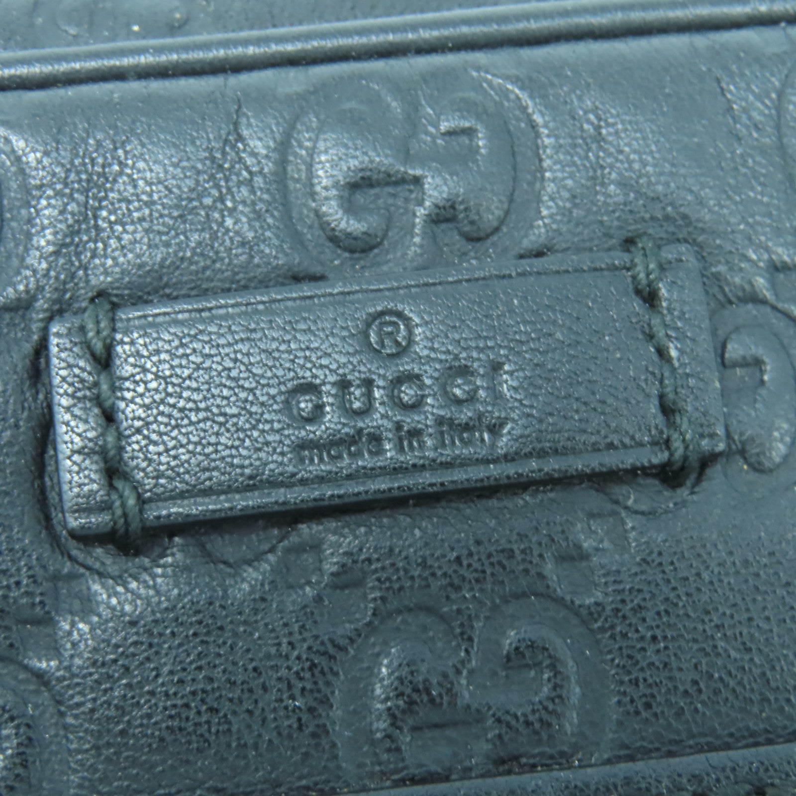 GUCCI 皮革Guccissima Leather銀扣肩背袋黑色