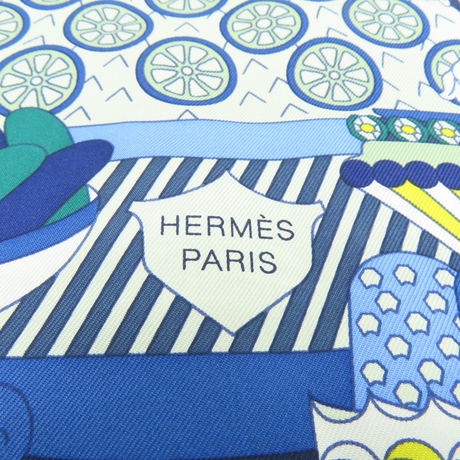 HERMES 絲質Scarf圍巾藍色/白色