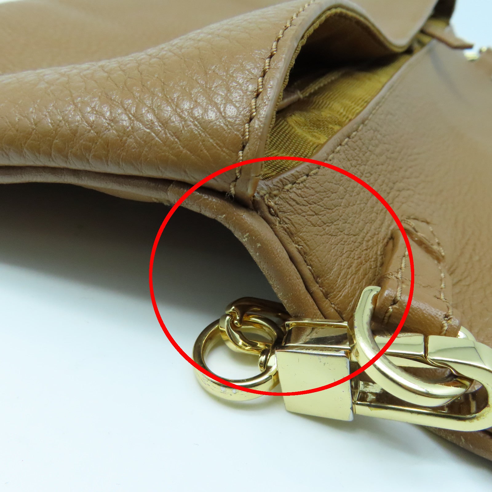 Tory Burch 牛皮皮革Shoulder Bag金扣肩背袋褐色