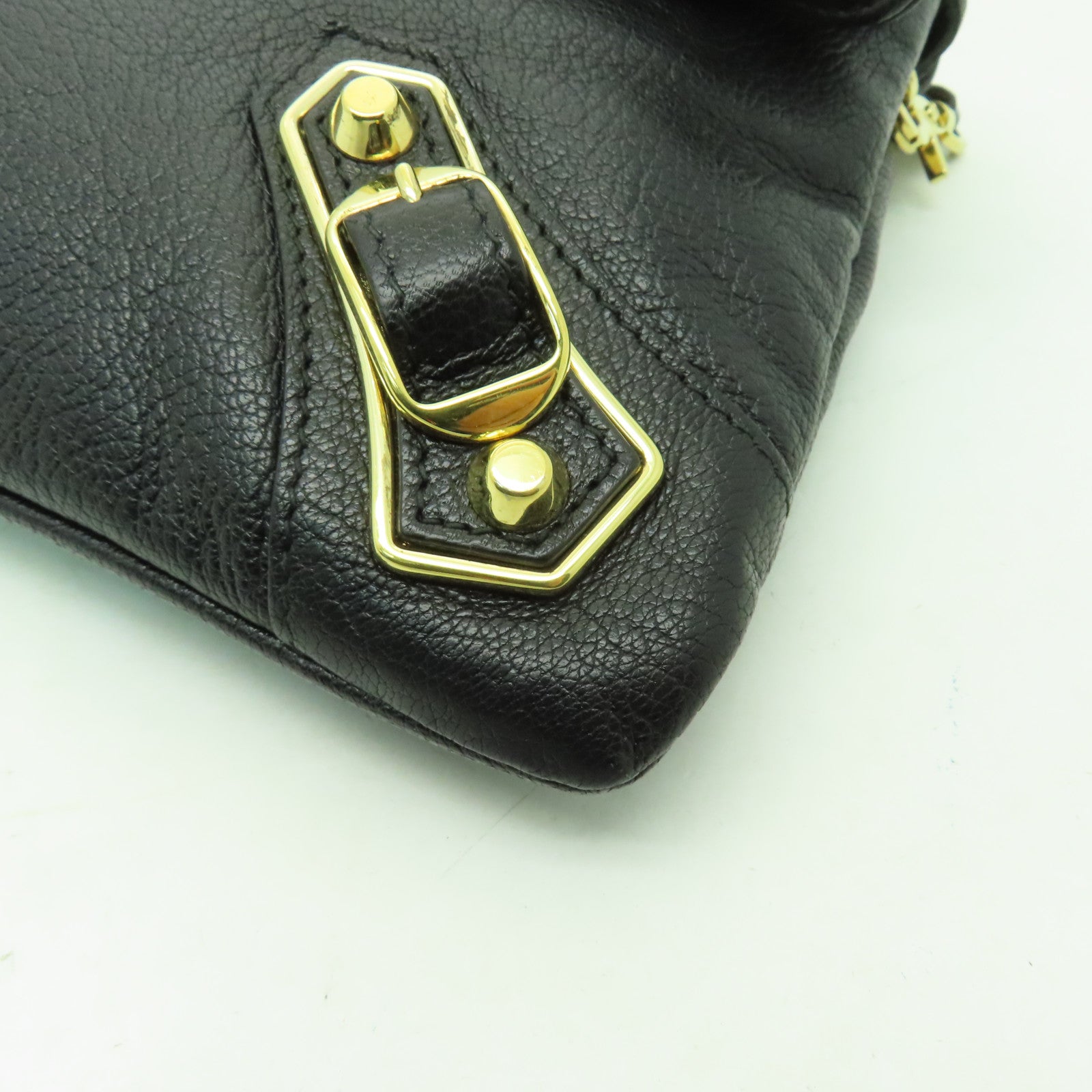 BALENCIAGA 牛皮皮革Edge Envelope金扣肩背袋黑色