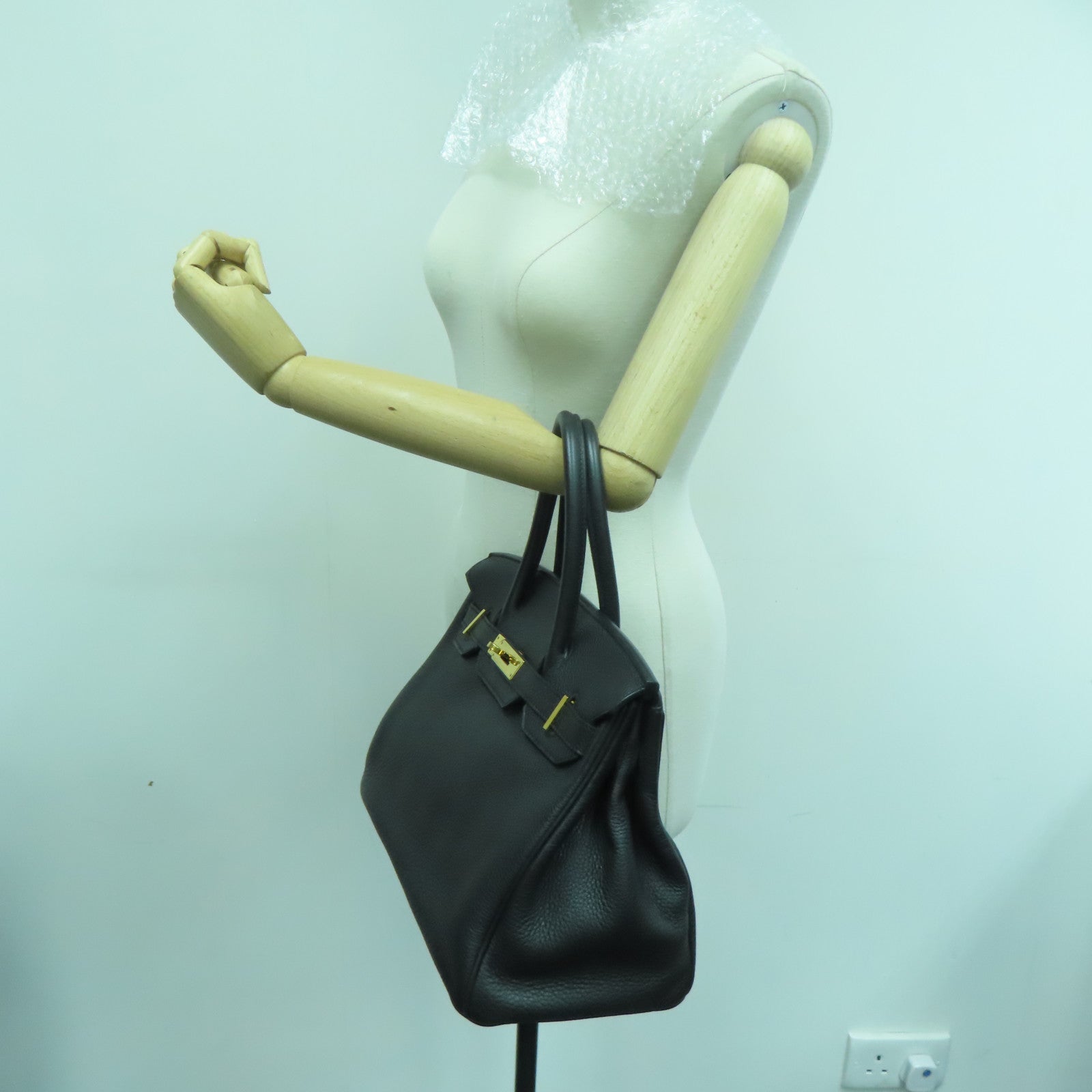 HERMES Togo皮革Birkin 30金扣手挽袋Noir/黑色