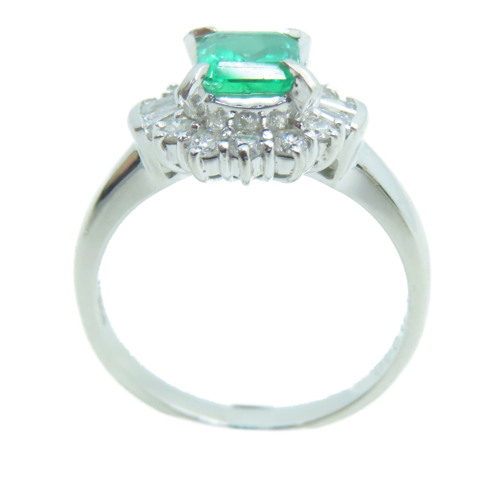 JEWELRY 【激减优惠】PT900铂金0.76ct绿宝石0.40ct钻石戒指US#6