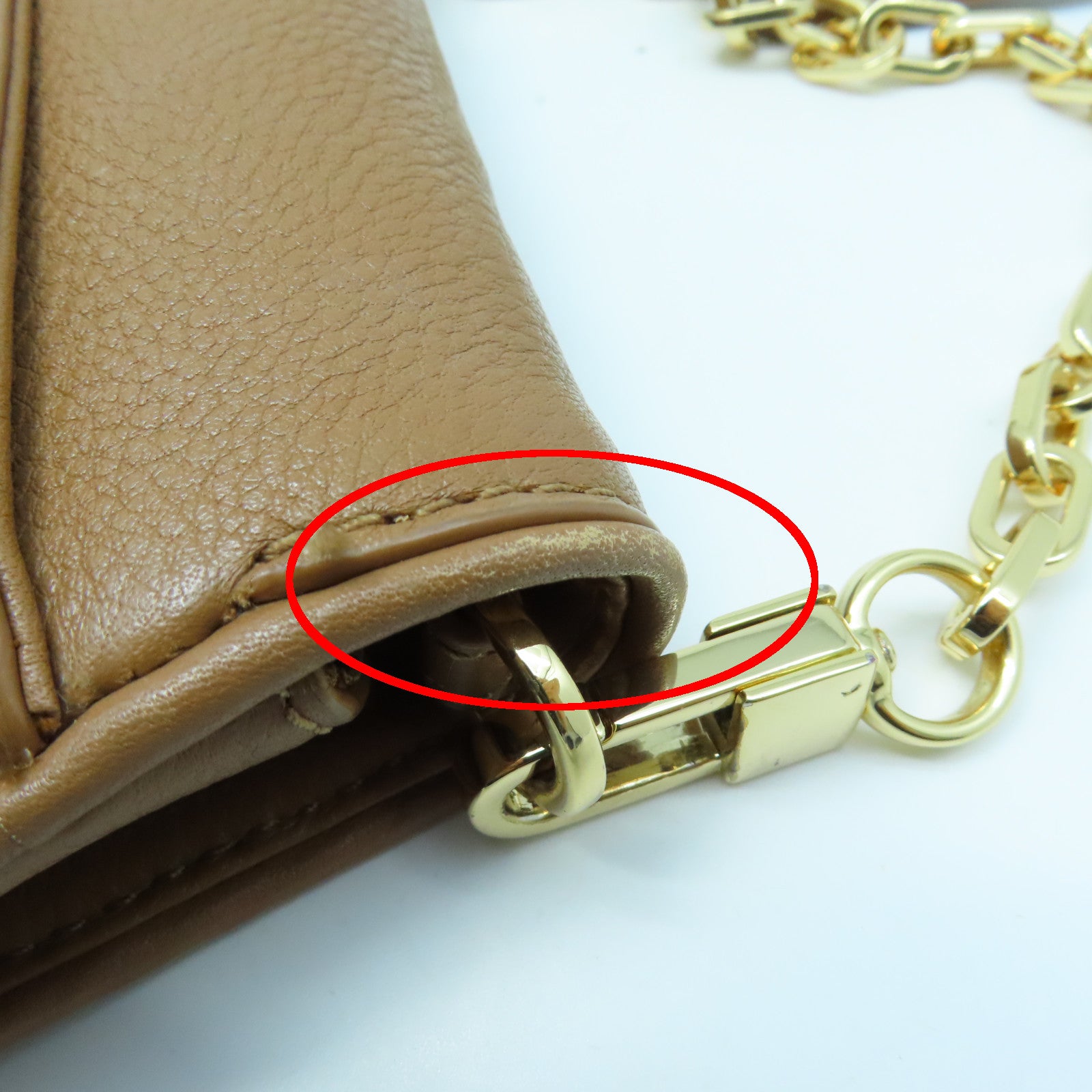 Tory Burch 牛皮皮革Shoulder Bag金扣肩背袋褐色