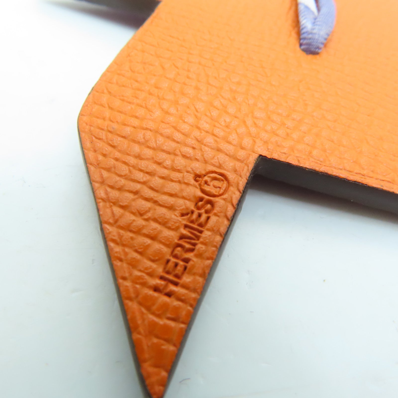 HERMES Togo/Epsom皮革Charm挂饰橙色/紫色
