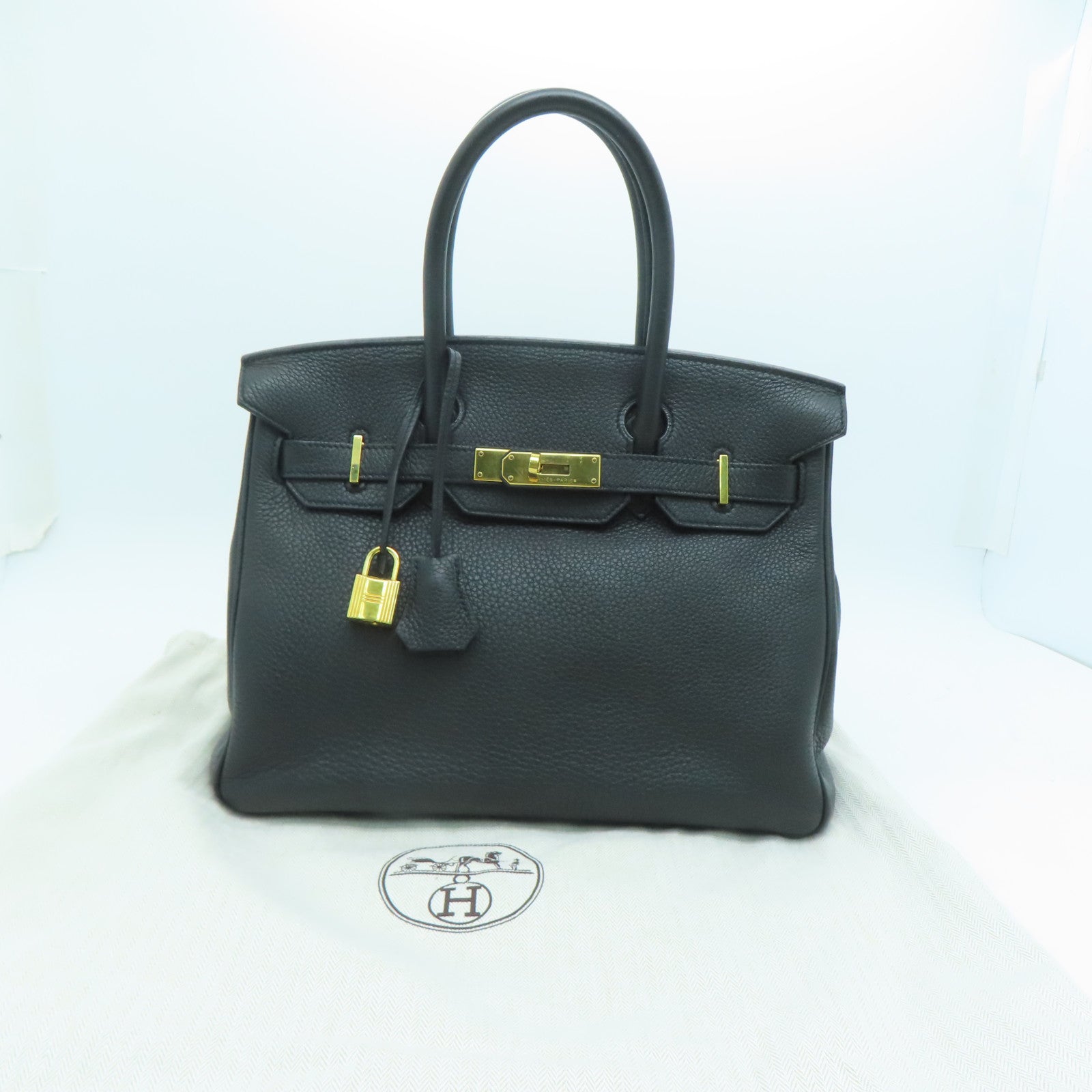 HERMES Togo皮革Birkin 30金扣手挽袋Noir/黑色