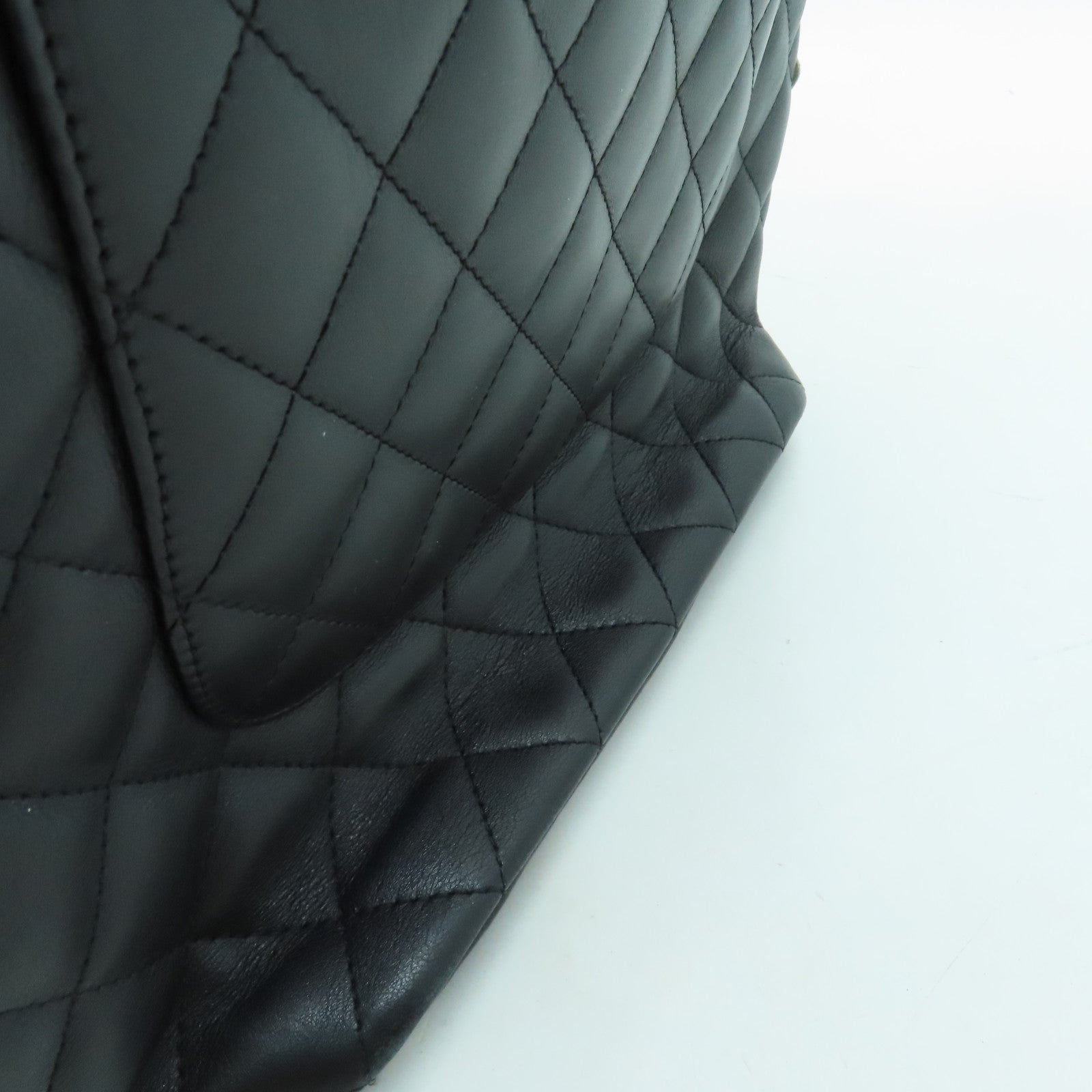 CHANEL 菱格牛皮皮革Cambon Line Medium Tote Bag銀扣手挽袋黑色