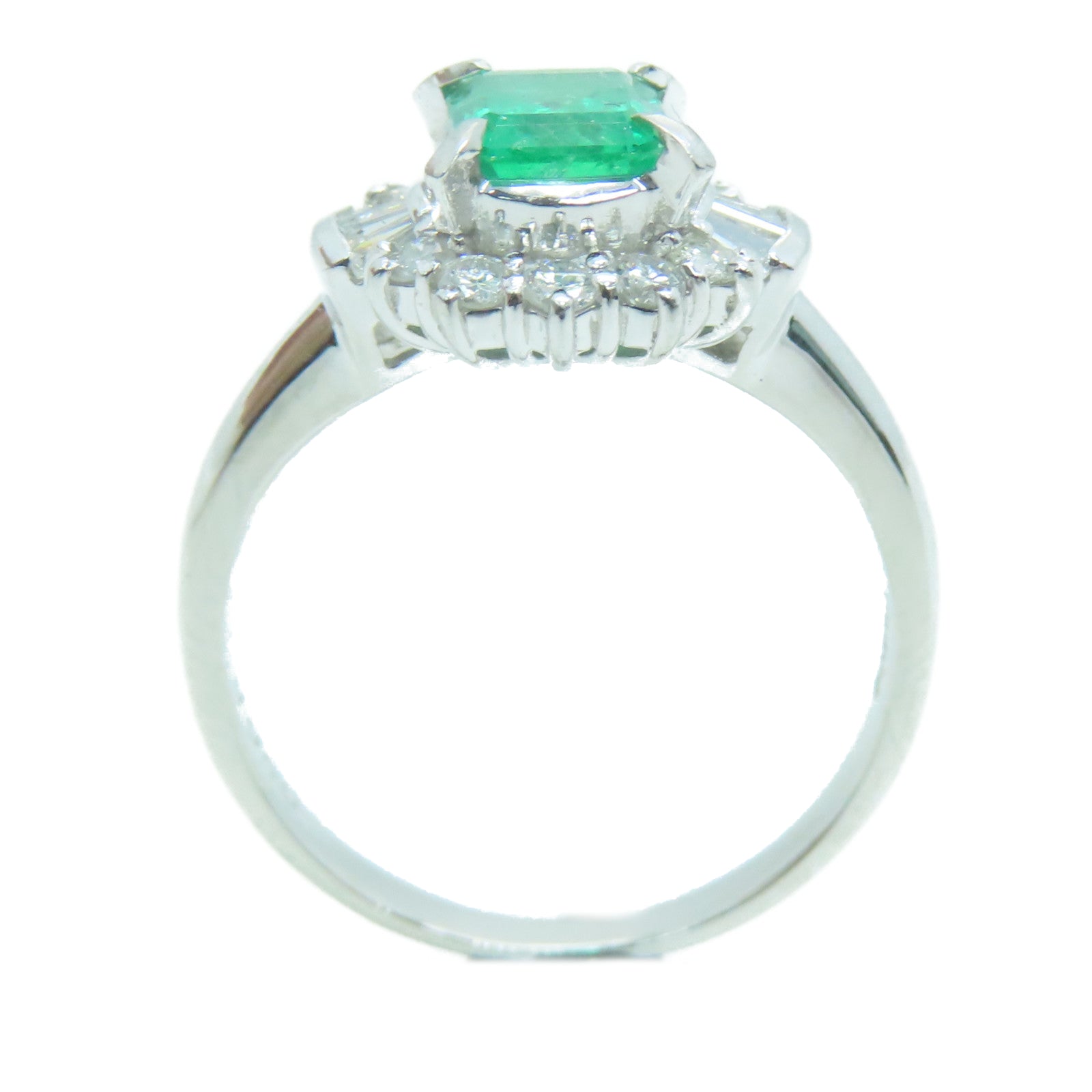 JEWELRY 【激减优惠】PT900铂金0.76ct绿宝石0.40ct钻石戒指US#6