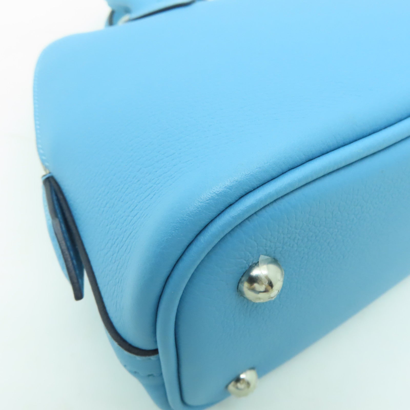 HERMES Evercolour皮革Bolide 1923 25銀扣手挽肩背兩用袋Atoll 藍色