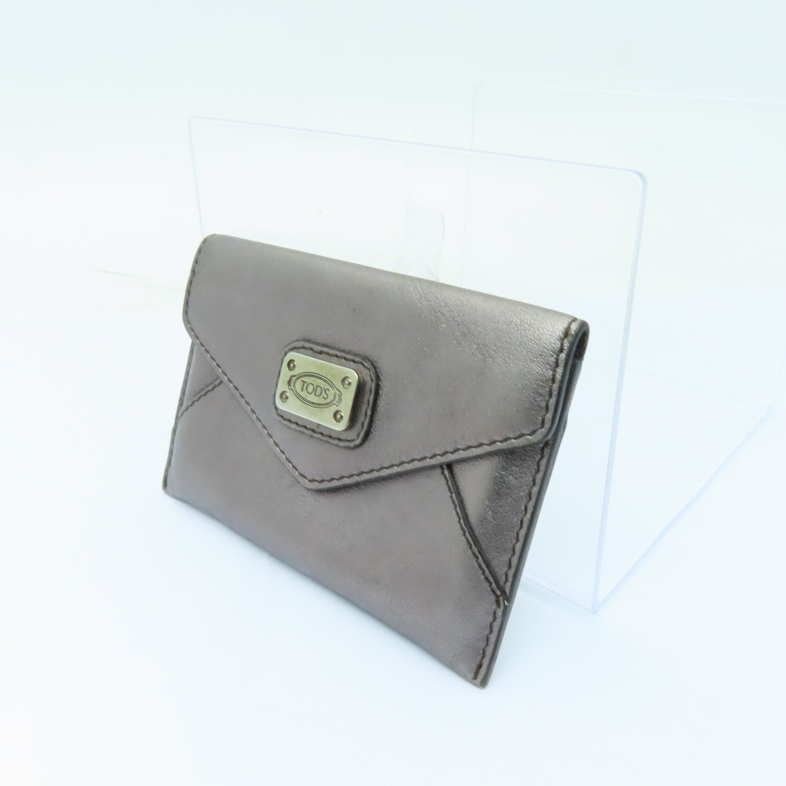 TOD’S 【激減優惠】牛皮皮革Card Case銀扣卡片套青銅色