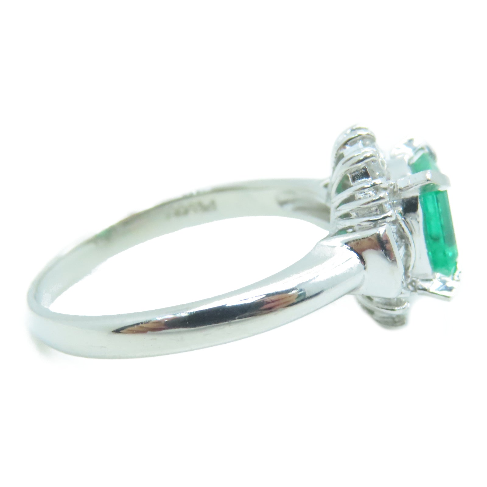 JEWELRY 【激减优惠】PT900铂金0.76ct绿宝石0.40ct钻石戒指US#6