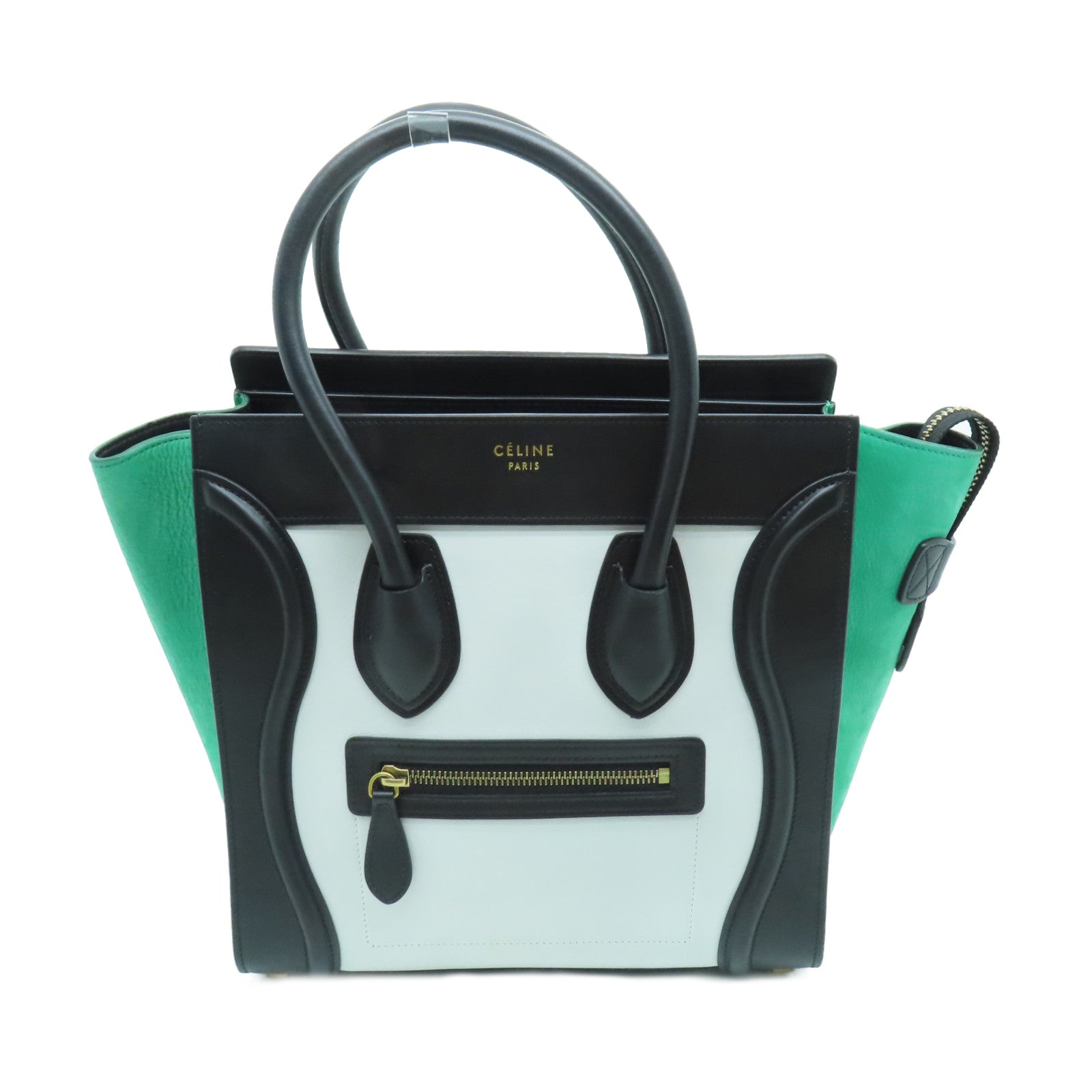 CELINE 牛皮皮革Micro Luggage金扣手挽袋白色/黑色/绿色