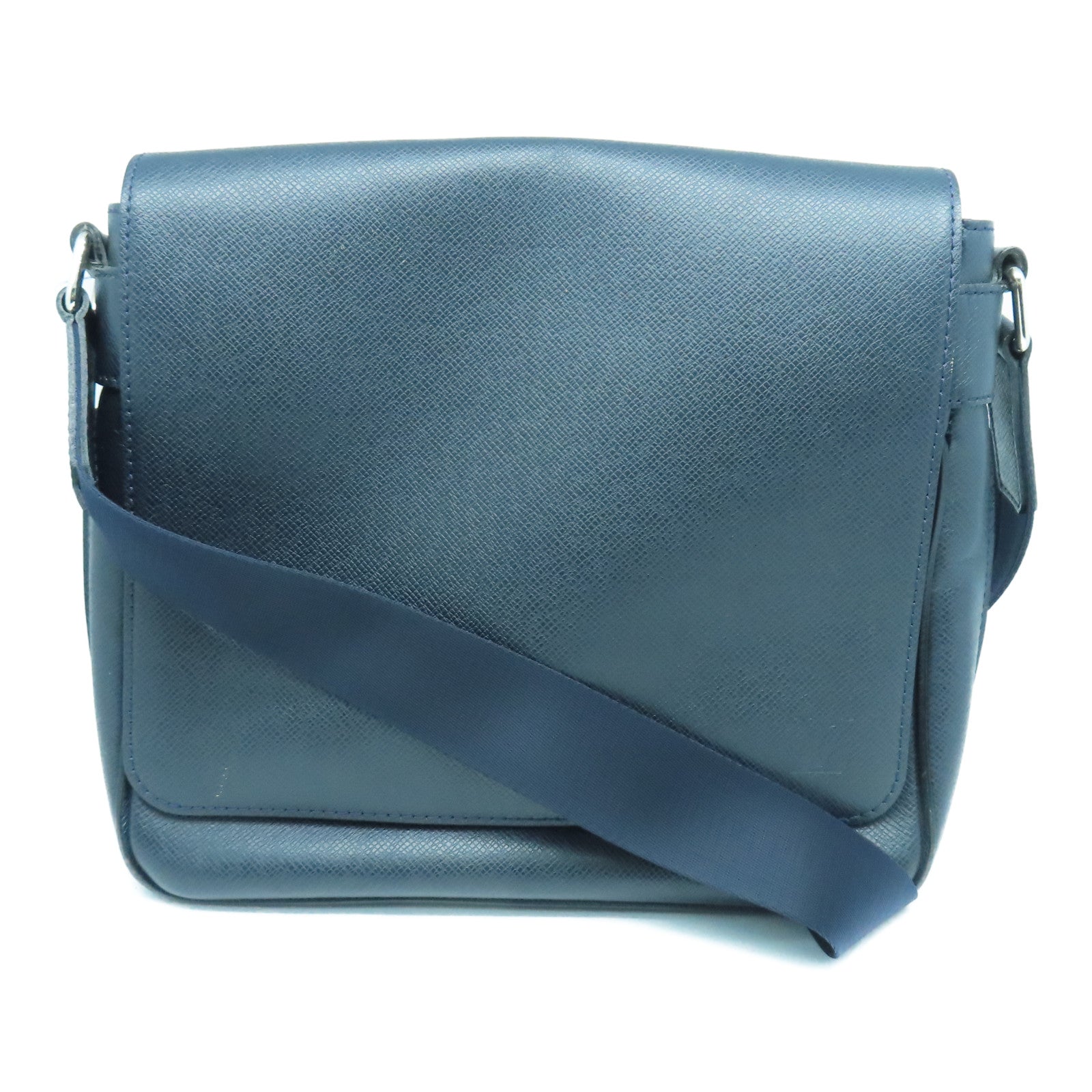 LOUIS VUITTON Tiga Leather Roman Silver Buckle Shoulder Bag Black