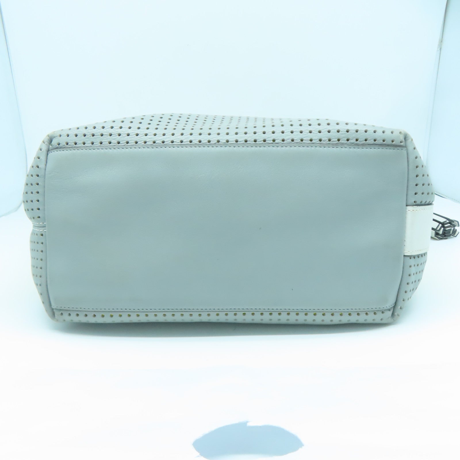 COACH 牛皮皮革Tote Bag銀扣肩背袋灰色/黃色