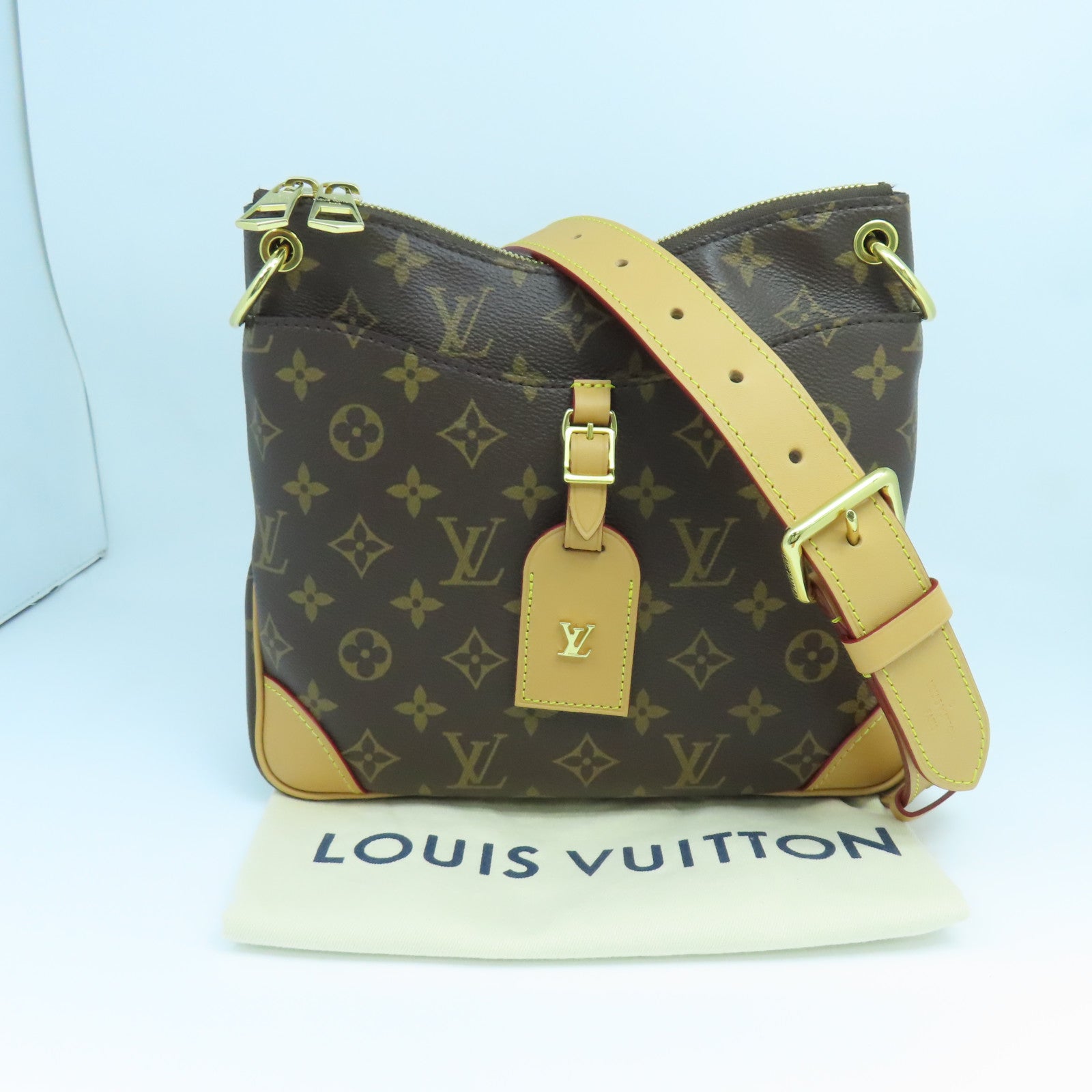 LOUIS VUITTON Monogram Odeon PM金扣肩背袋啡色