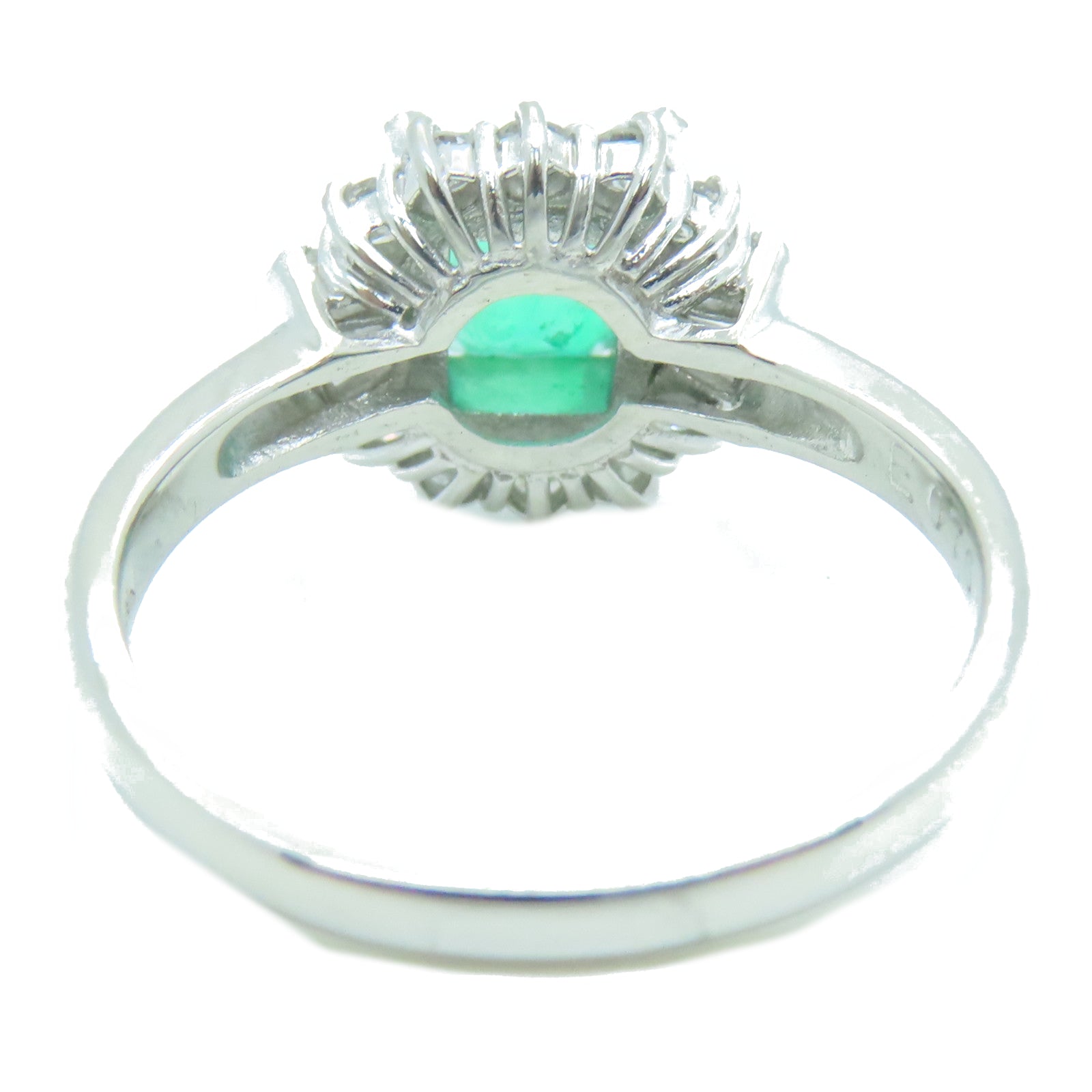 JEWELRY 【激减优惠】PT900铂金0.76ct绿宝石0.40ct钻石戒指US#6