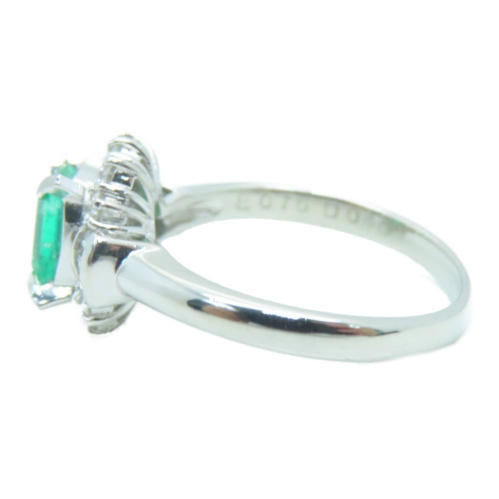 JEWELRY 【激减优惠】PT900铂金0.76ct绿宝石0.40ct钻石戒指US#6