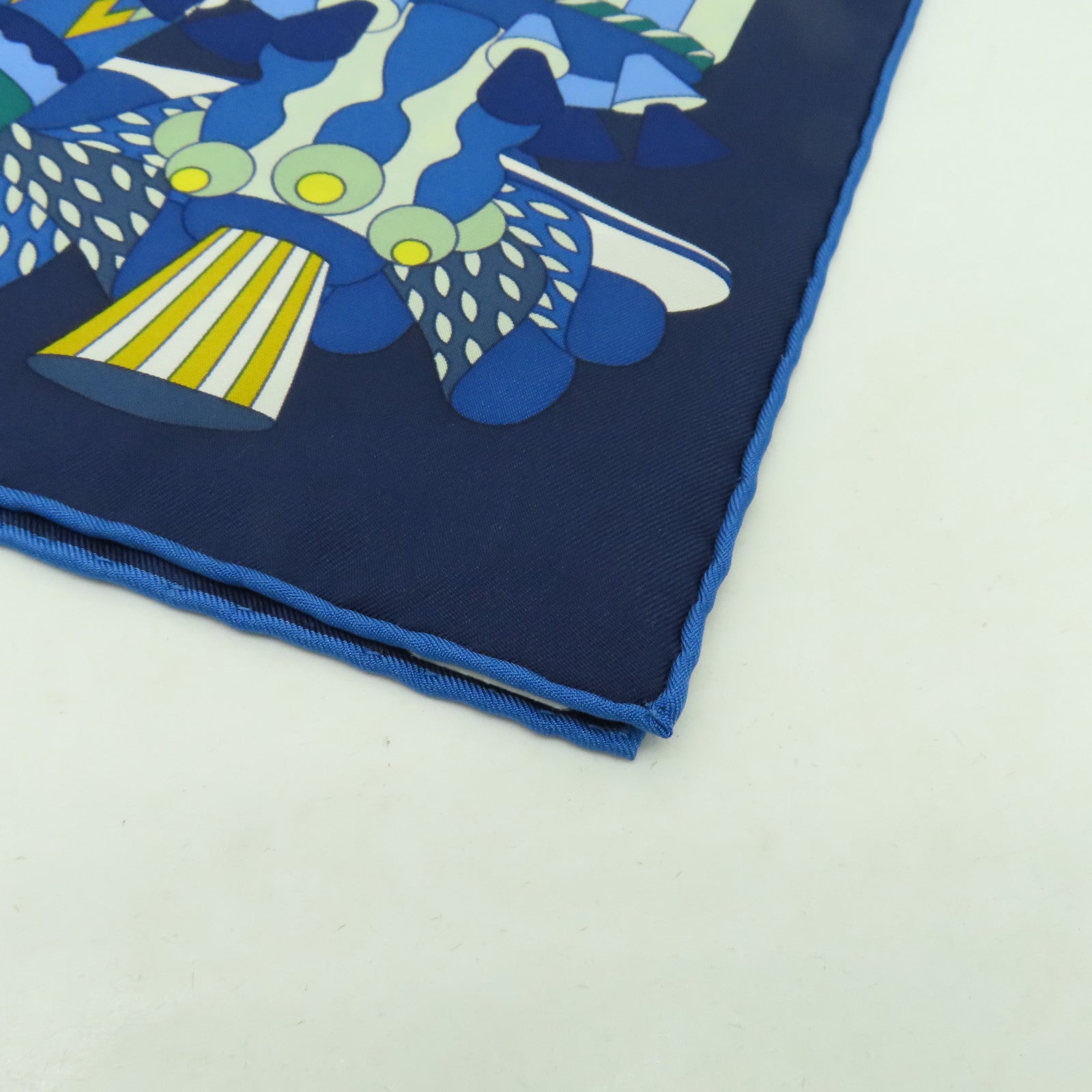 HERMES 絲質Scarf圍巾藍色/白色