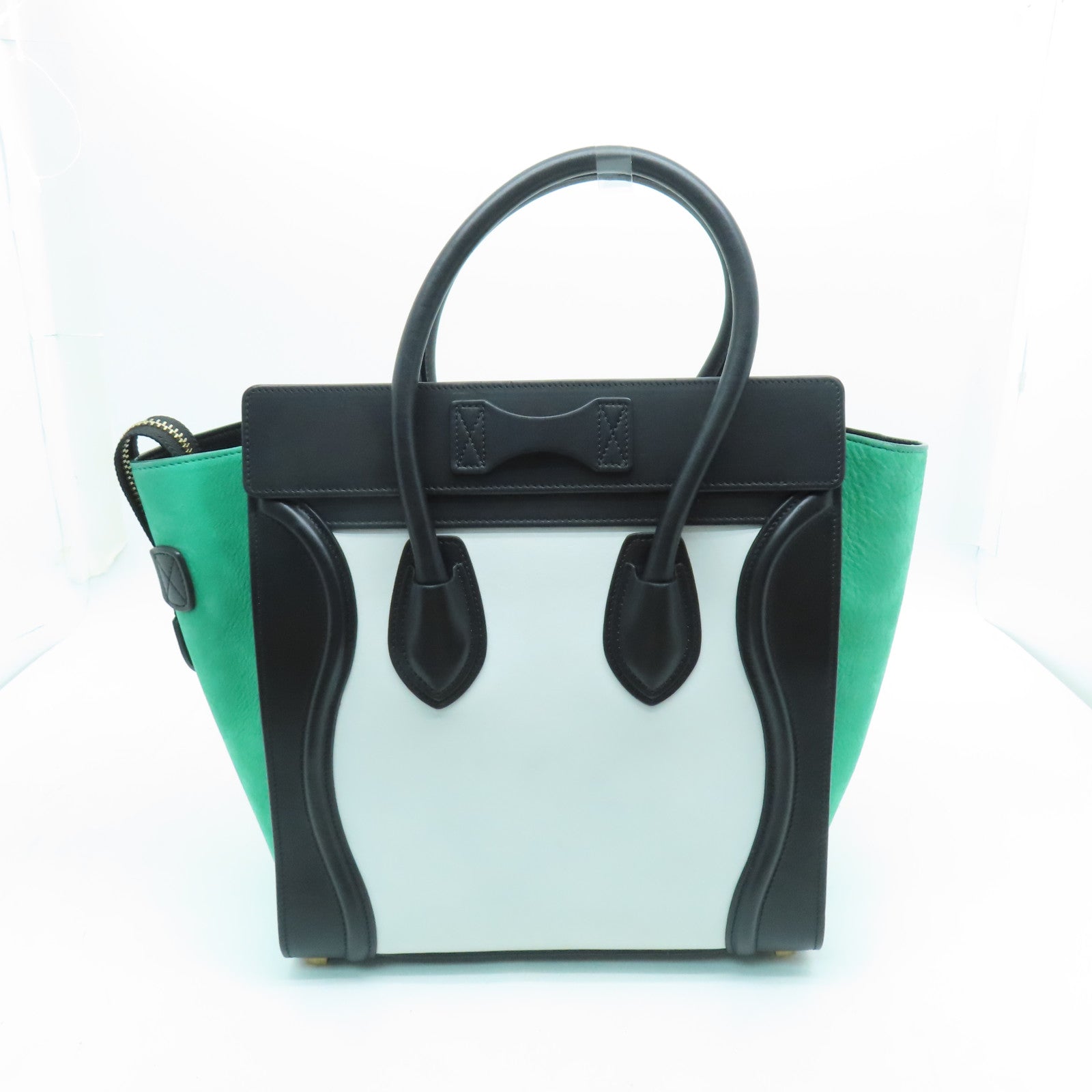 CELINE 牛皮皮革Micro Luggage金扣手挽袋白色/黑色/绿色