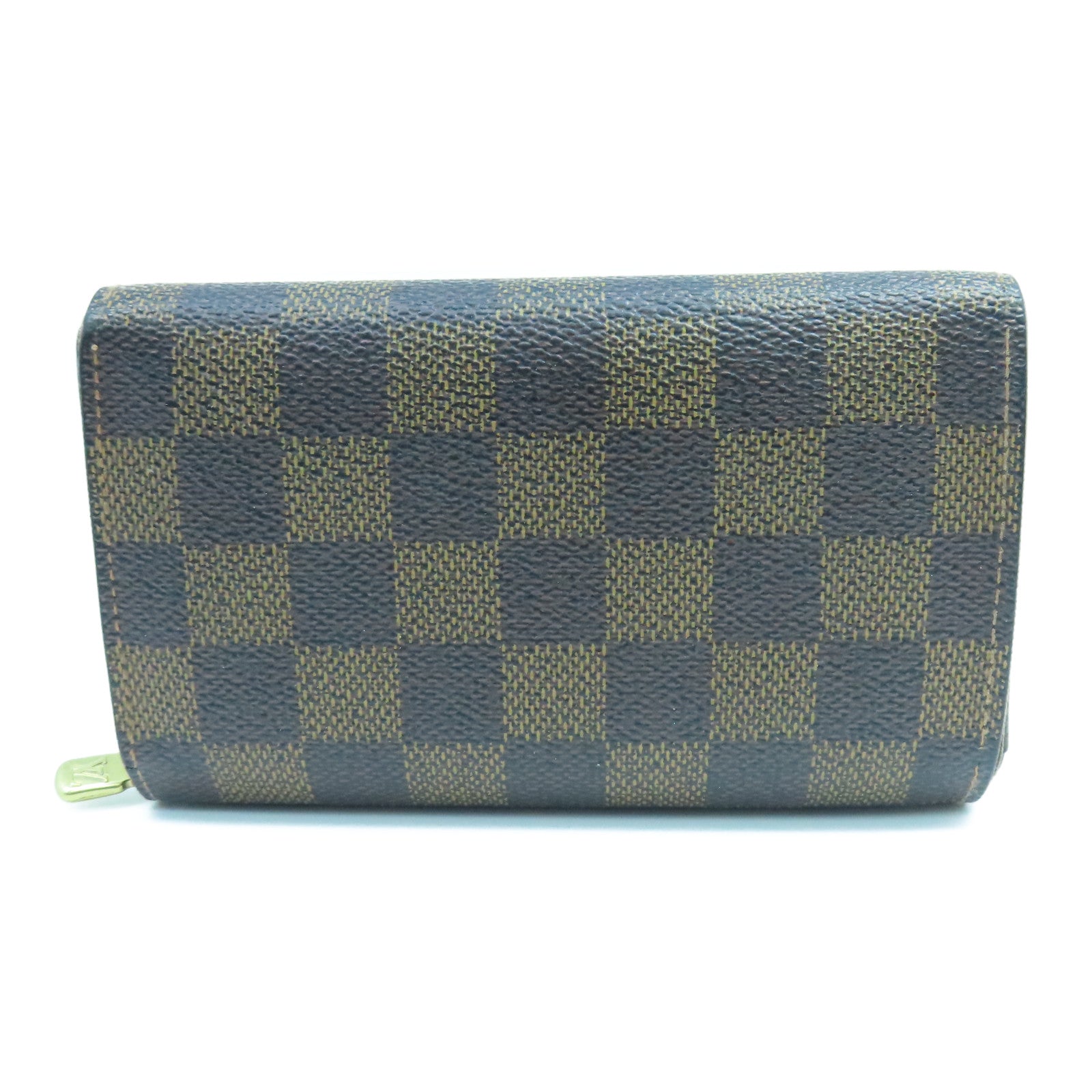 LOUIS VUITTON Damier Ebene金扣錢包棕色