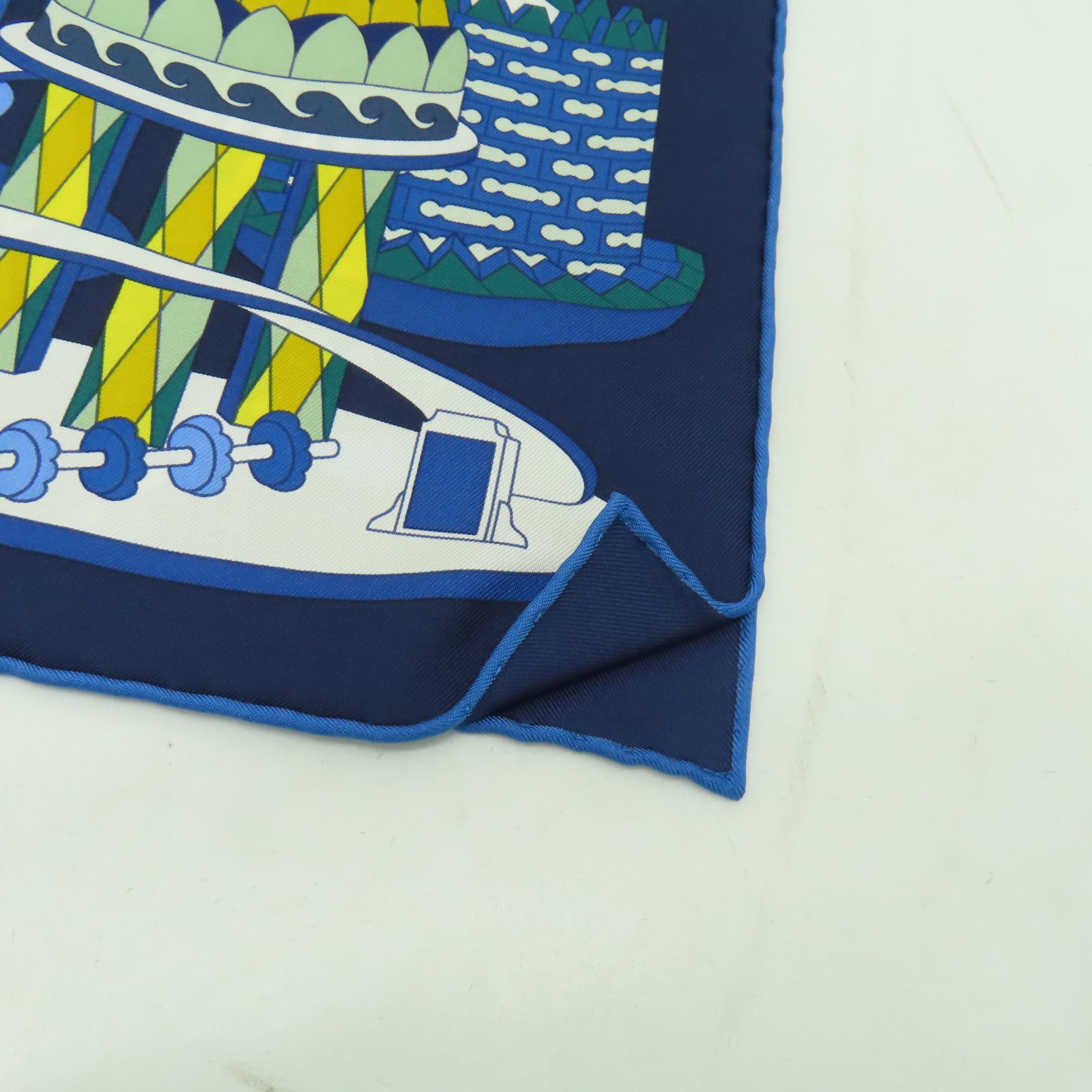 HERMES 絲質Scarf圍巾藍色/白色