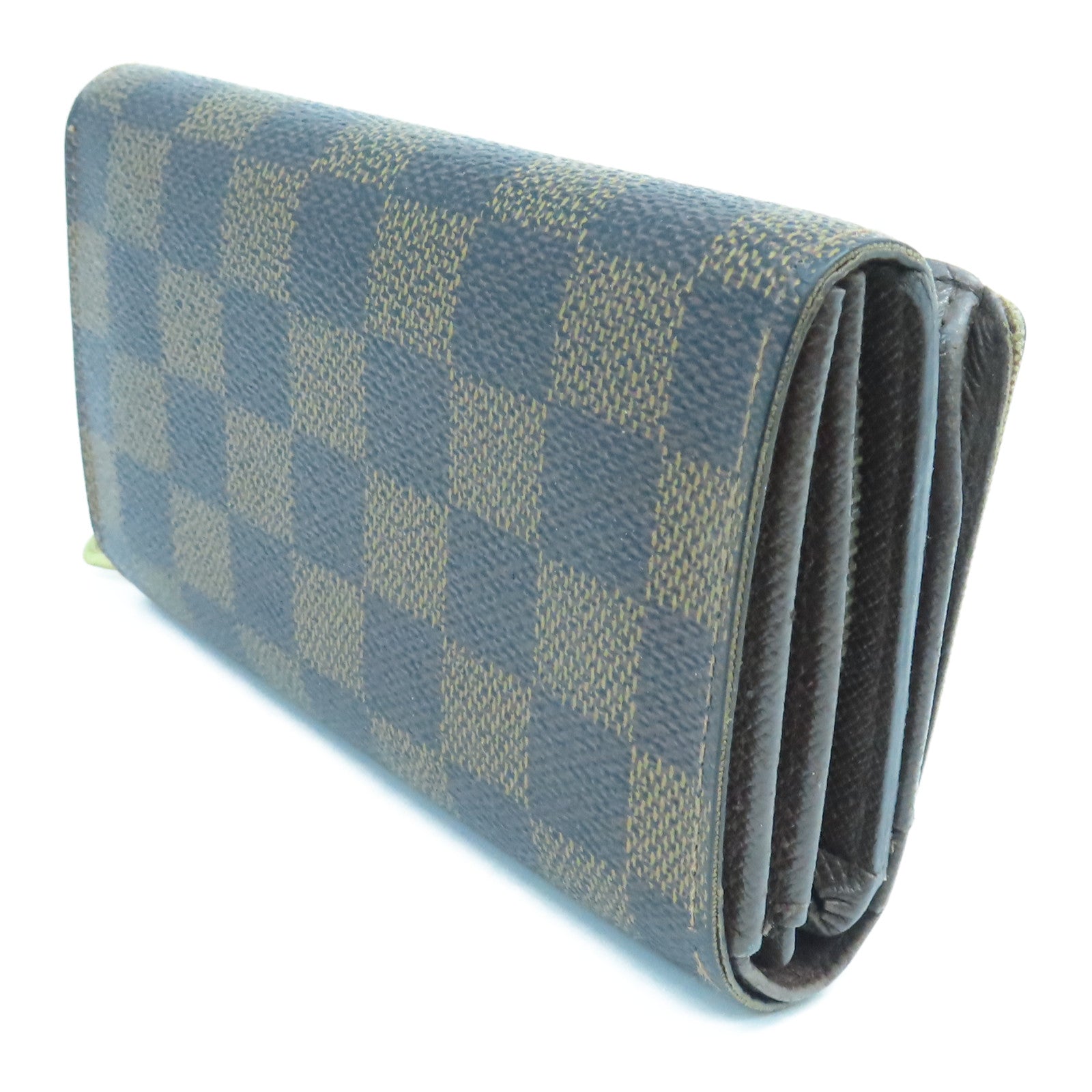 LOUIS VUITTON Damier Ebene金扣錢包棕色