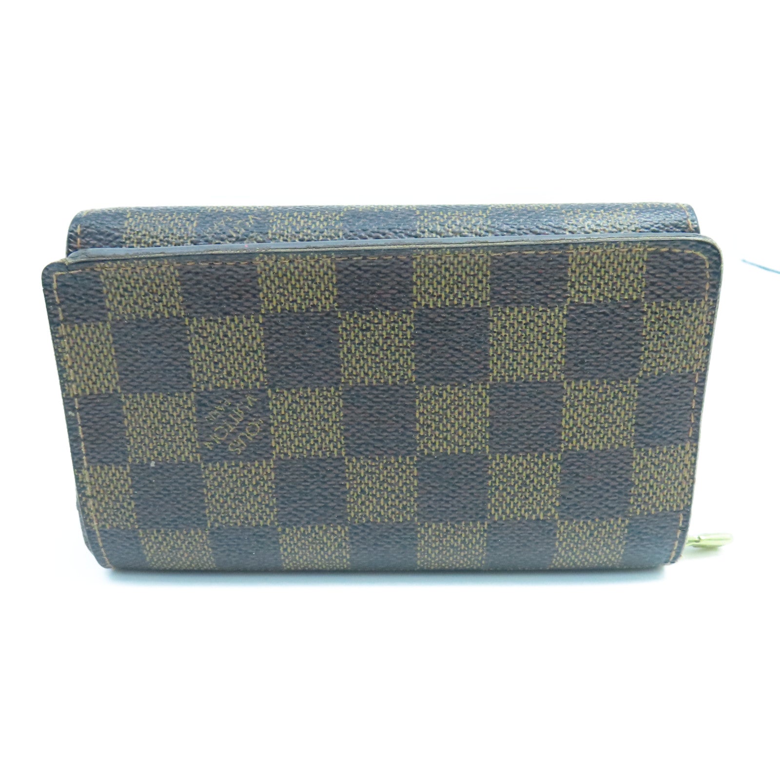 LOUIS VUITTON Damier Ebene金扣錢包棕色