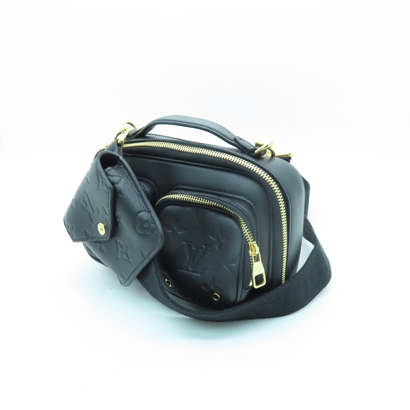 LOUIS VUITTON 牛皮皮革Utility Crossbody金扣肩背袋黑色