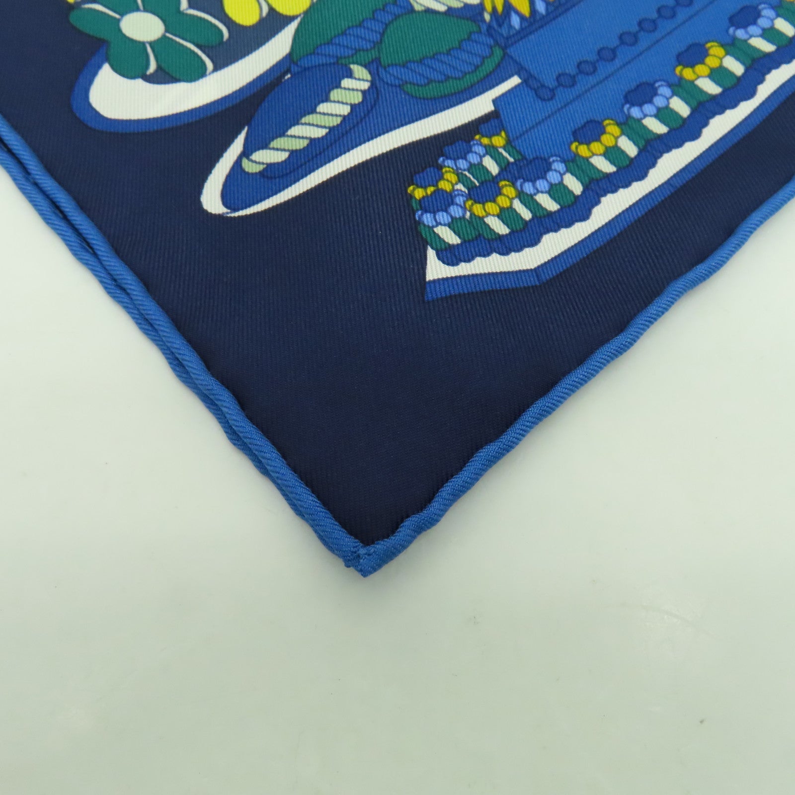 HERMES 絲質Scarf圍巾藍色/白色