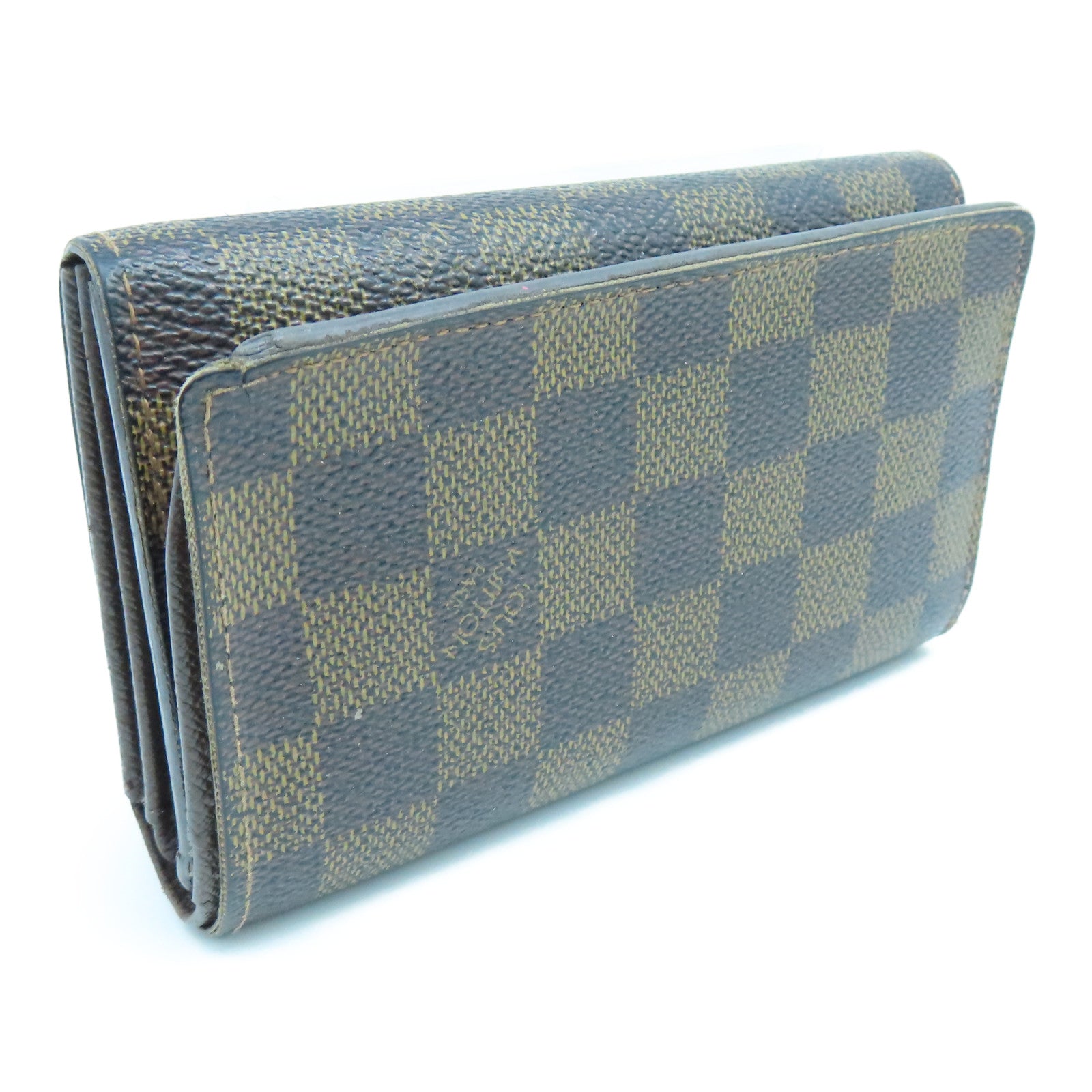 LOUIS VUITTON Damier Ebene金扣錢包棕色