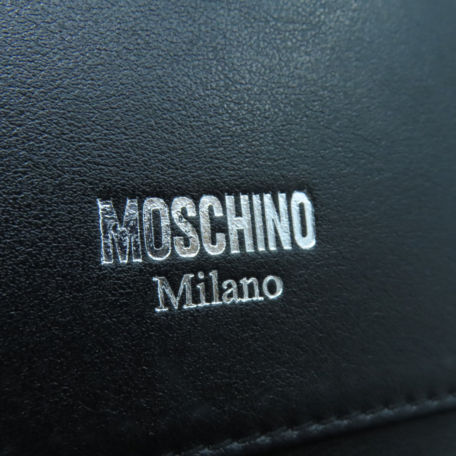 MOSCHINO 漆皮皮革Shoulder Bag银扣链带肩背袋黑色