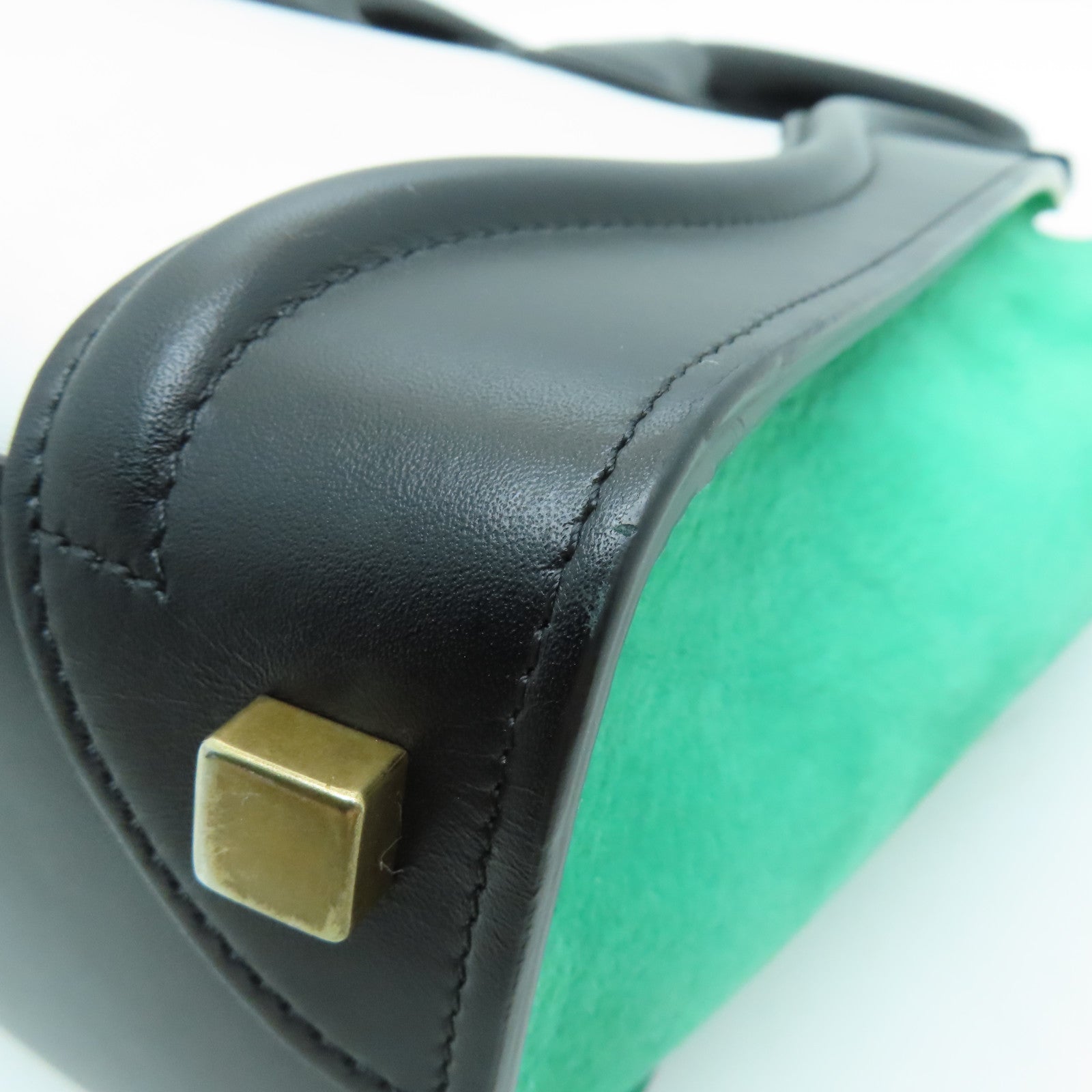 CELINE 牛皮皮革Micro Luggage金扣手挽袋白色/黑色/绿色
