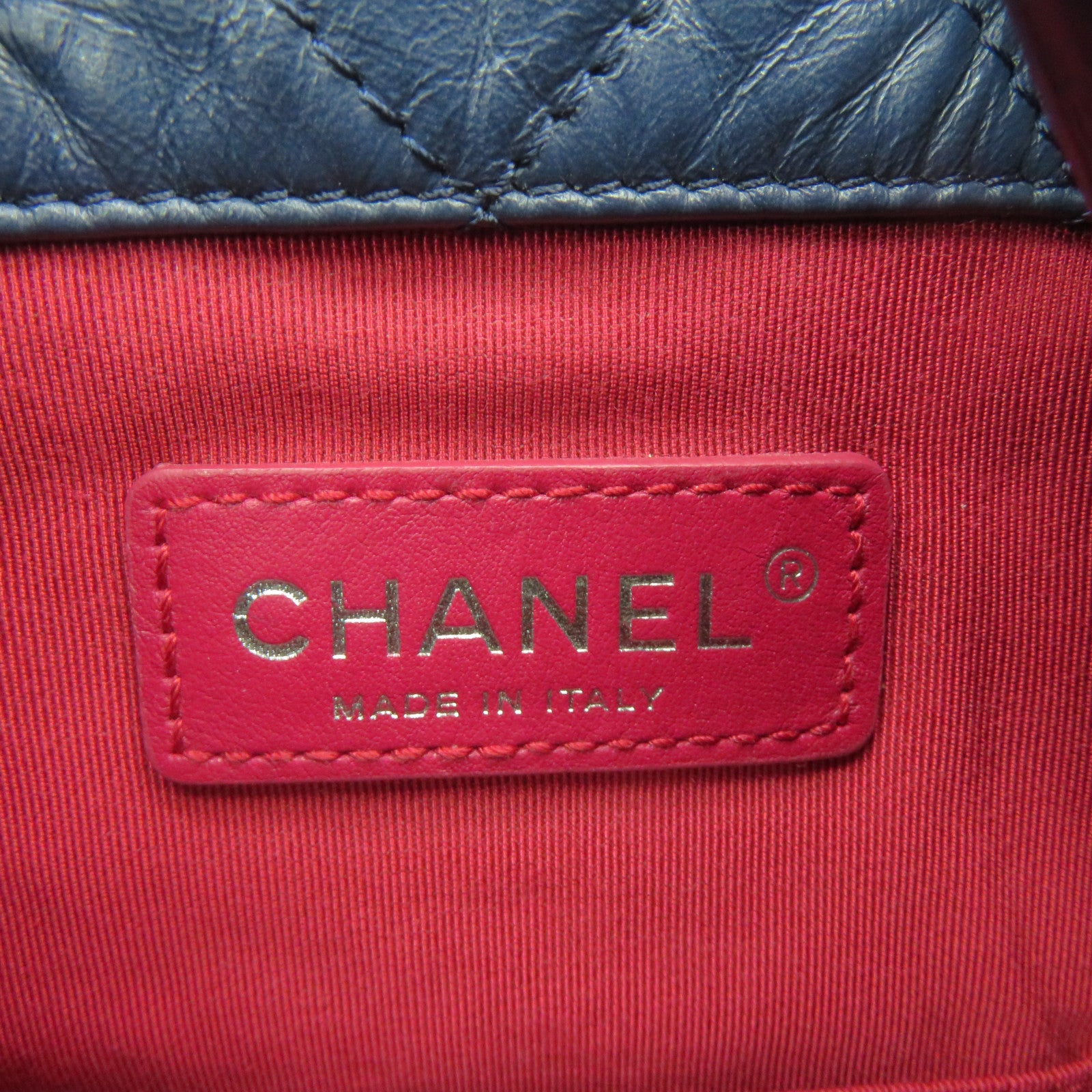 CHANEL Diamond Sheepskin Leather Backpack Silver Buckle Chain Strap Shoulder Bag Blue/Black