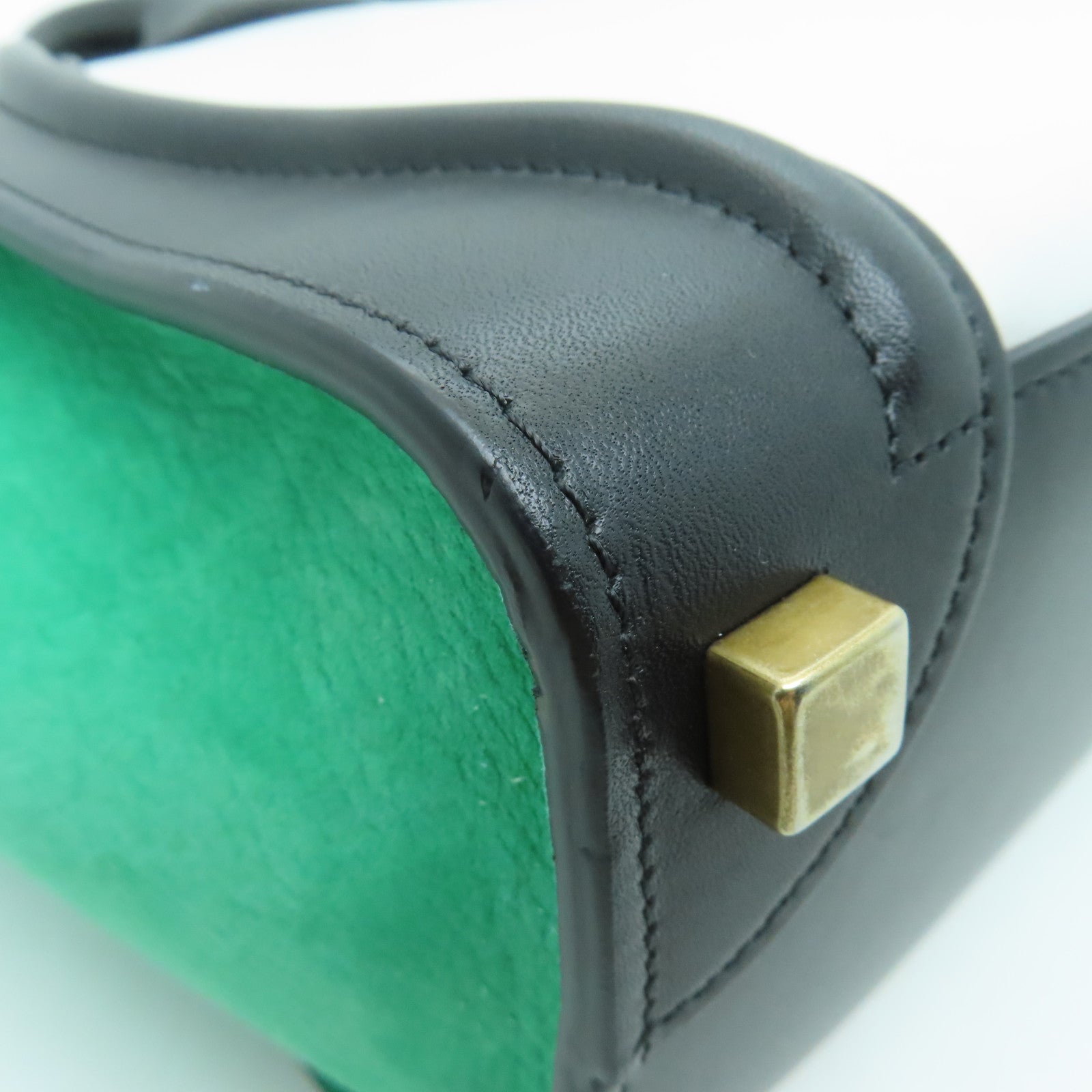 CELINE 牛皮皮革Micro Luggage金扣手挽袋白色/黑色/绿色