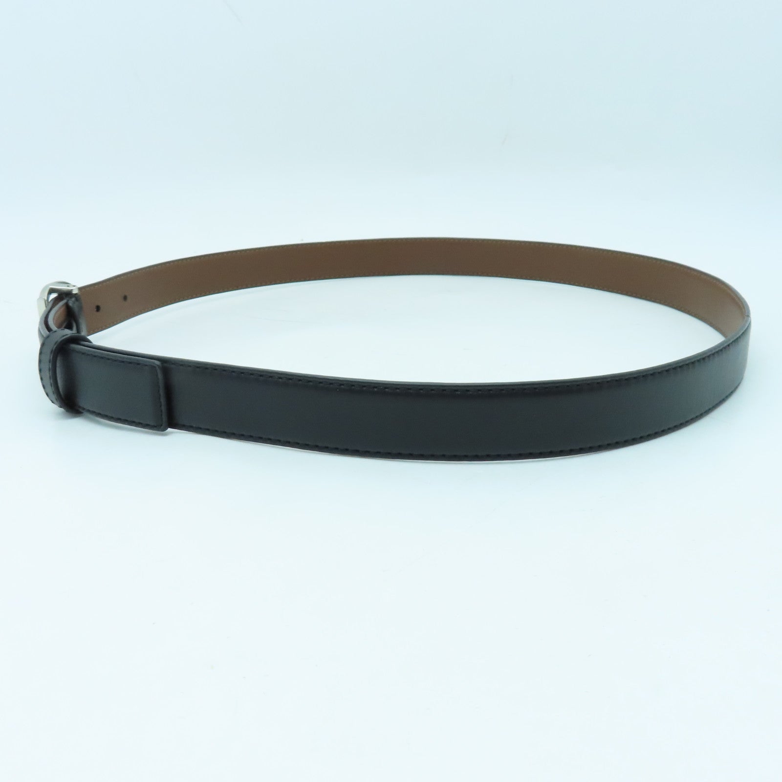 COACH 牛皮皮革Belt银扣皮带黑色