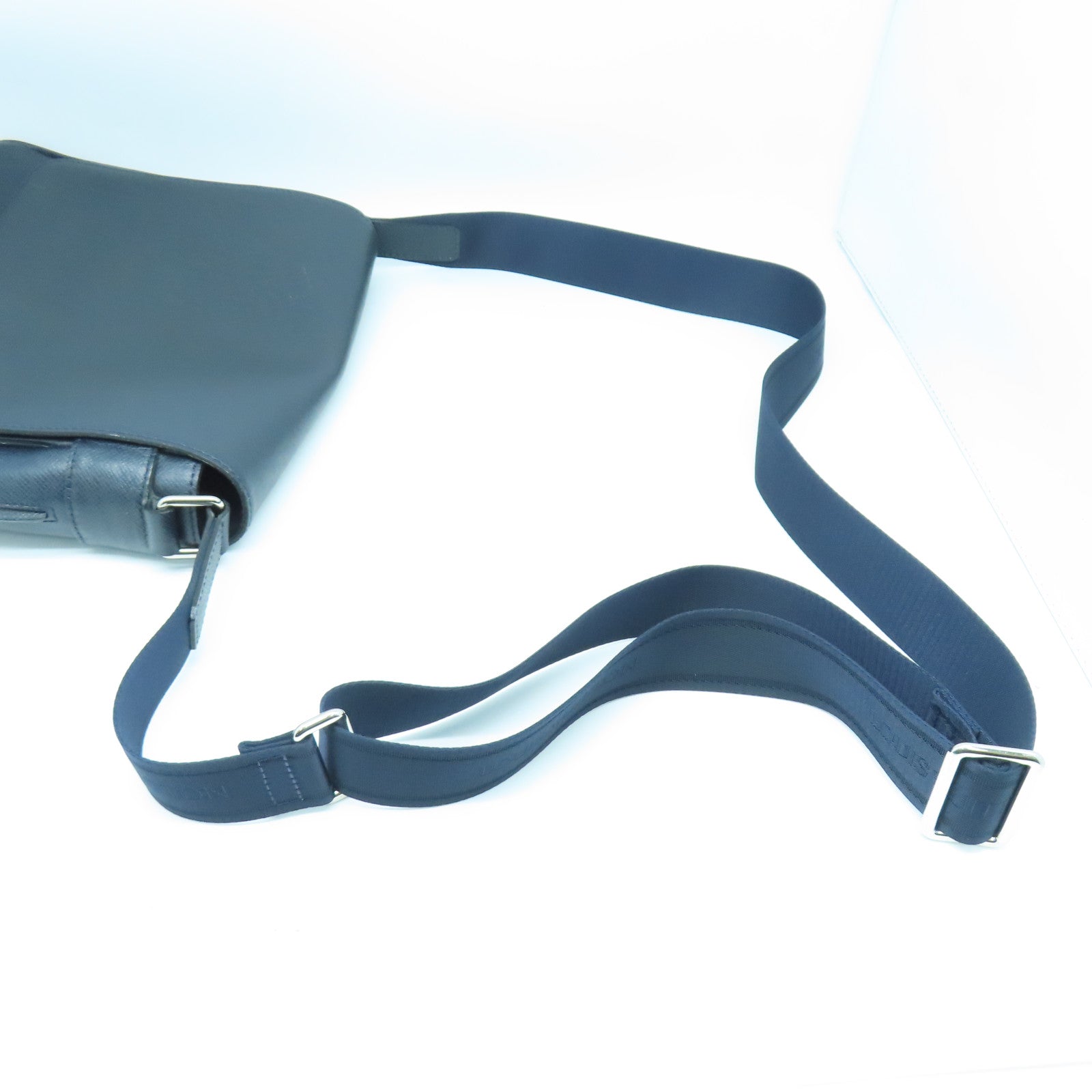 LOUIS VUITTON Tiga Leather Roman Silver Buckle Shoulder Bag Black