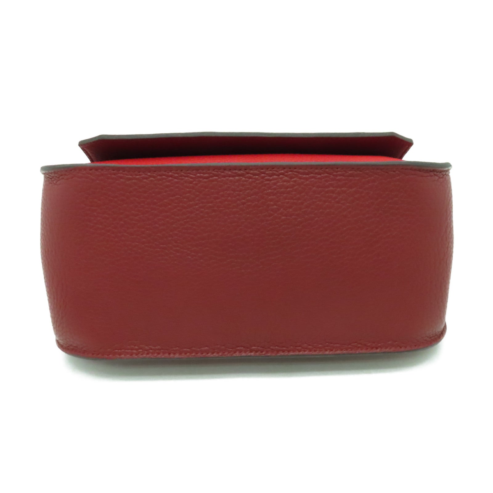 HERMES Clemence皮革Jypsiere 28銀扣肩背袋紅色